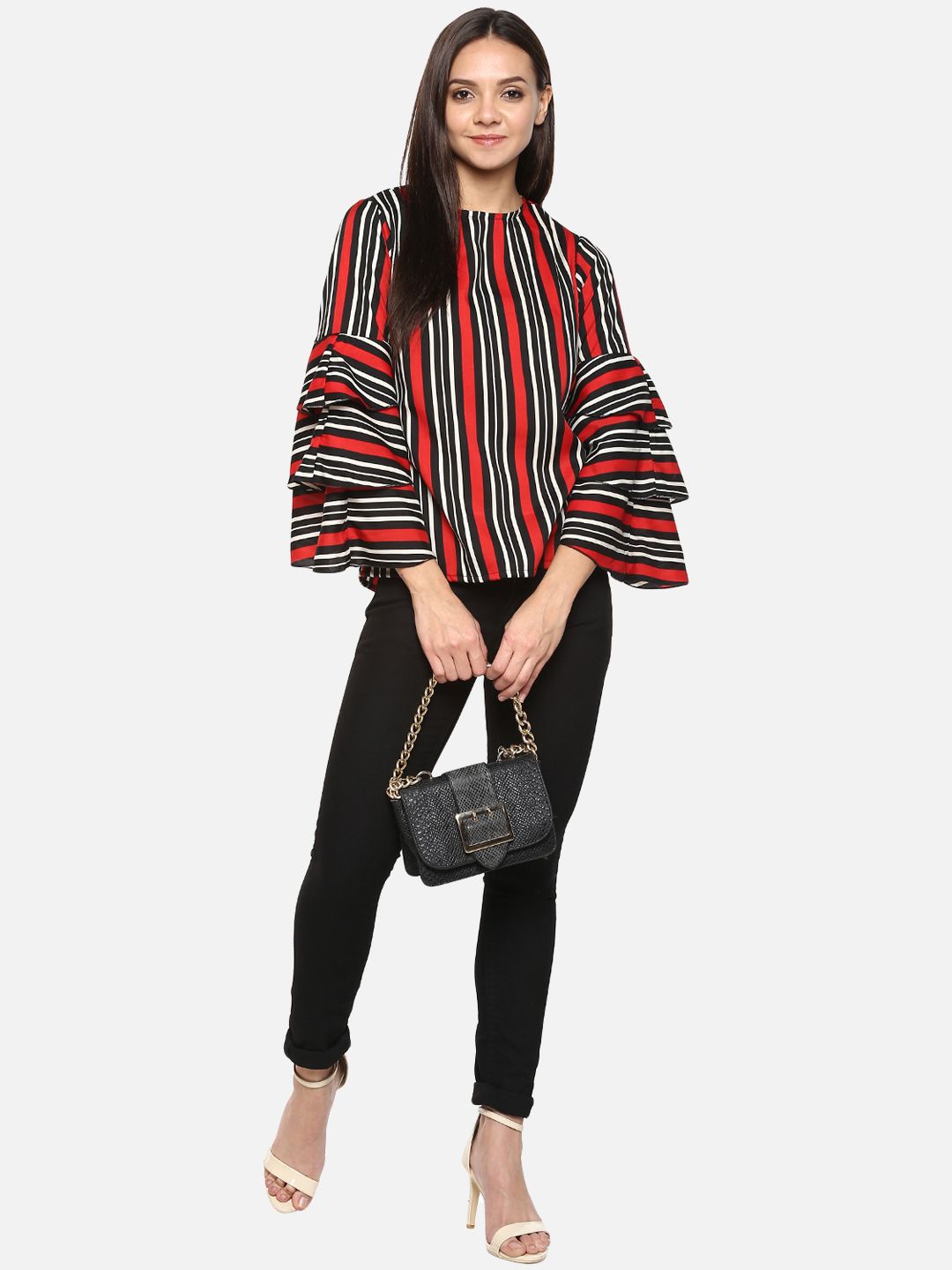 Red Black Stripe Top — view 5