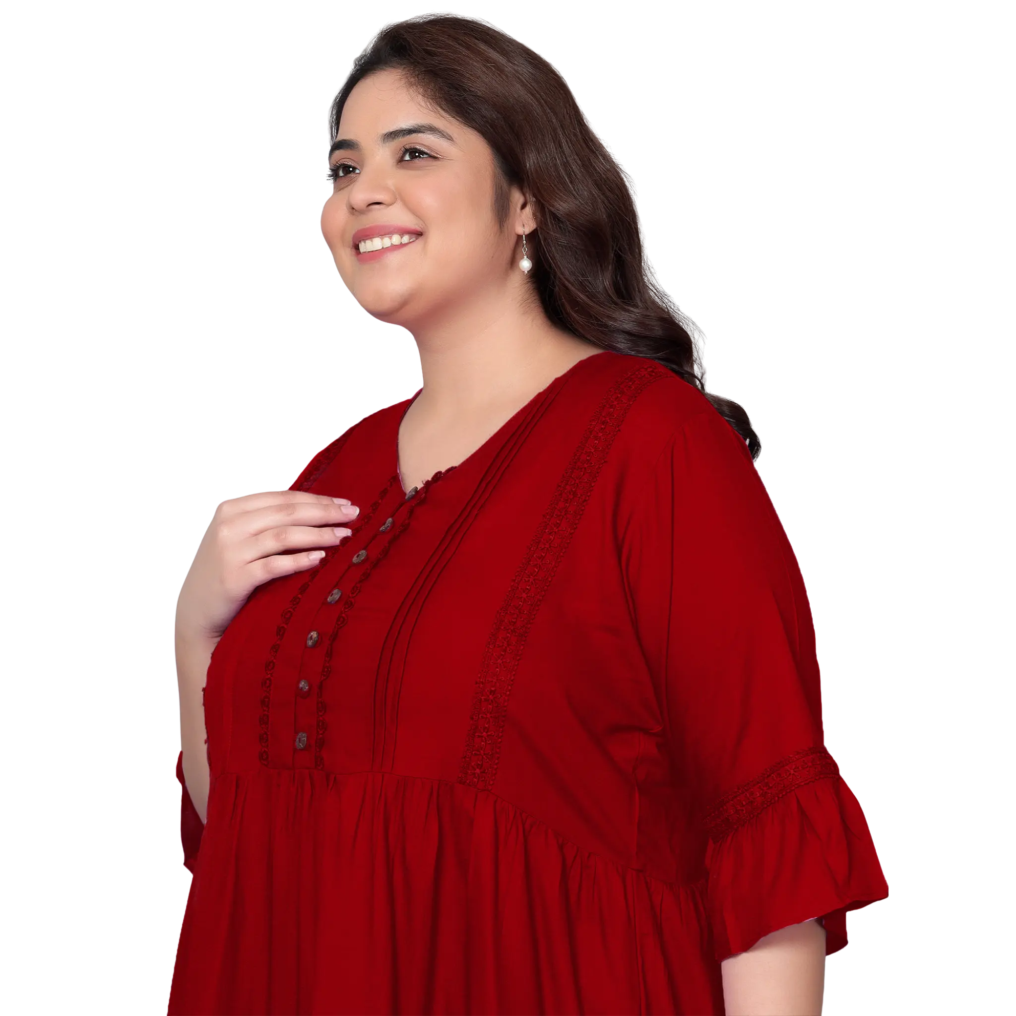 Maroon Lace Plus Size Tunic