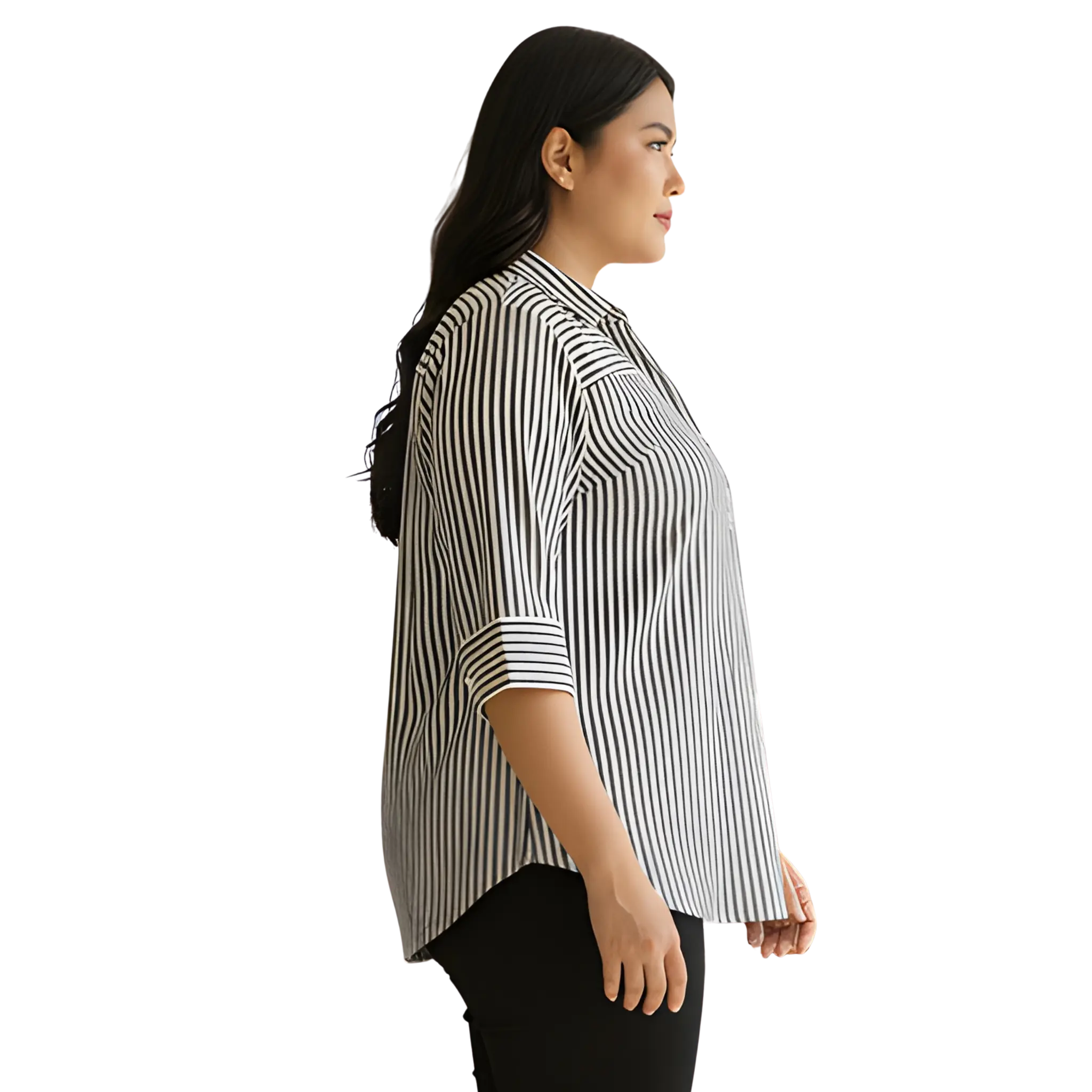 Black and White Stripe Cotton Shirt