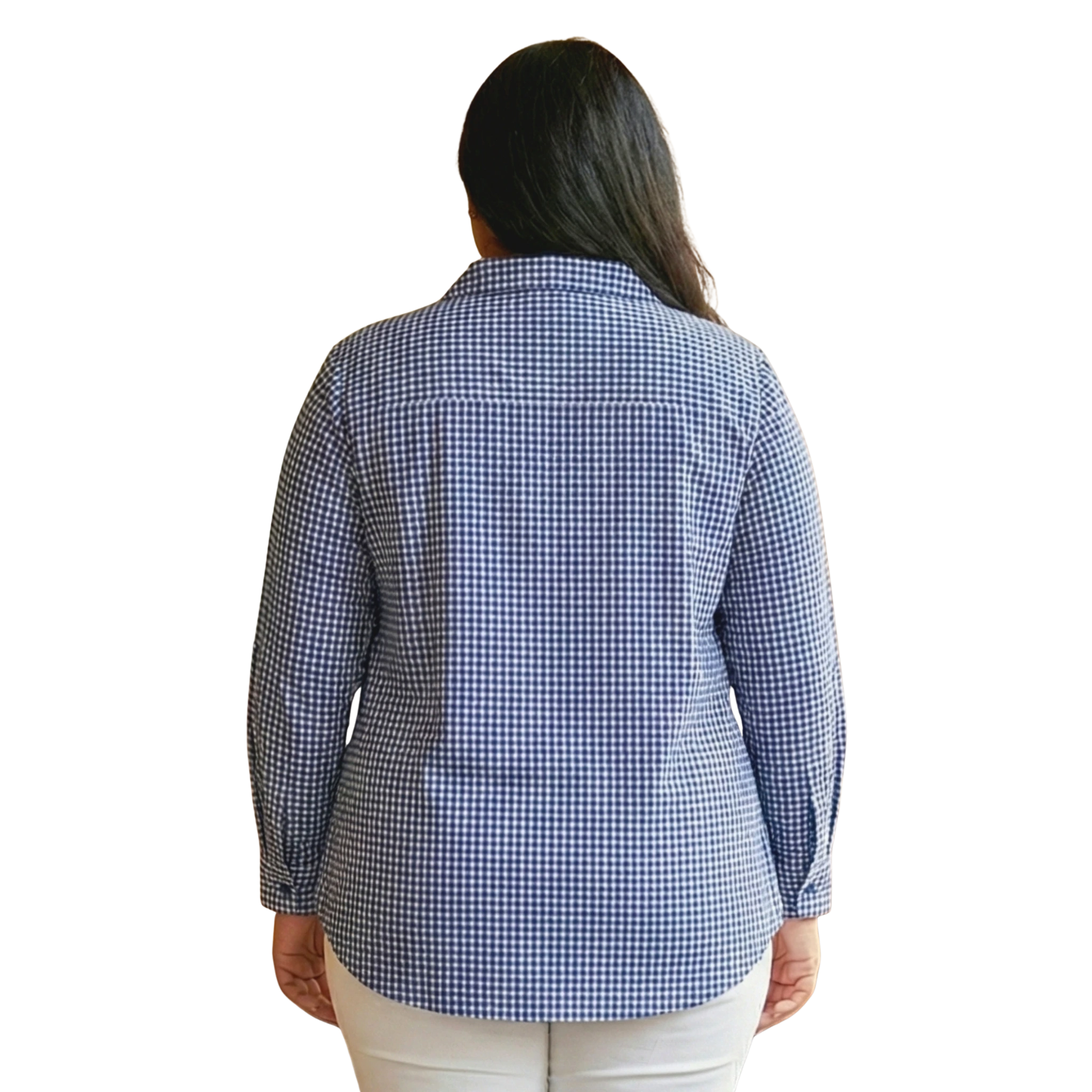 Blue Woolen Checkered Plus Size Shirt