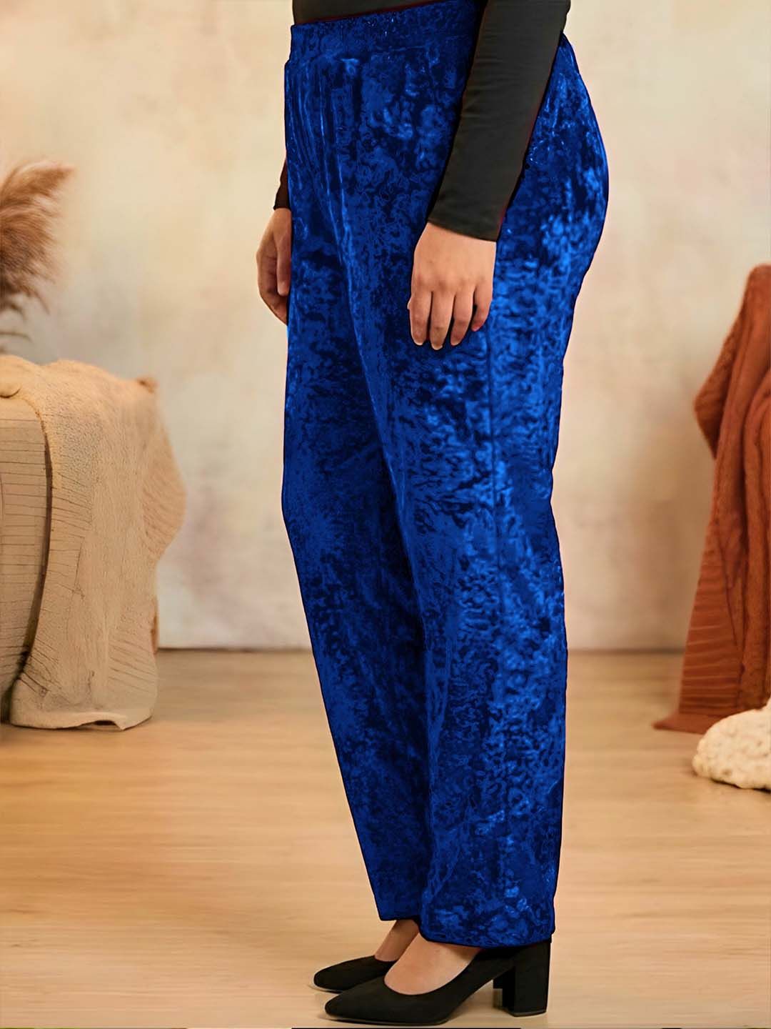 Blue Velvet Plus Size Trousers — view 3