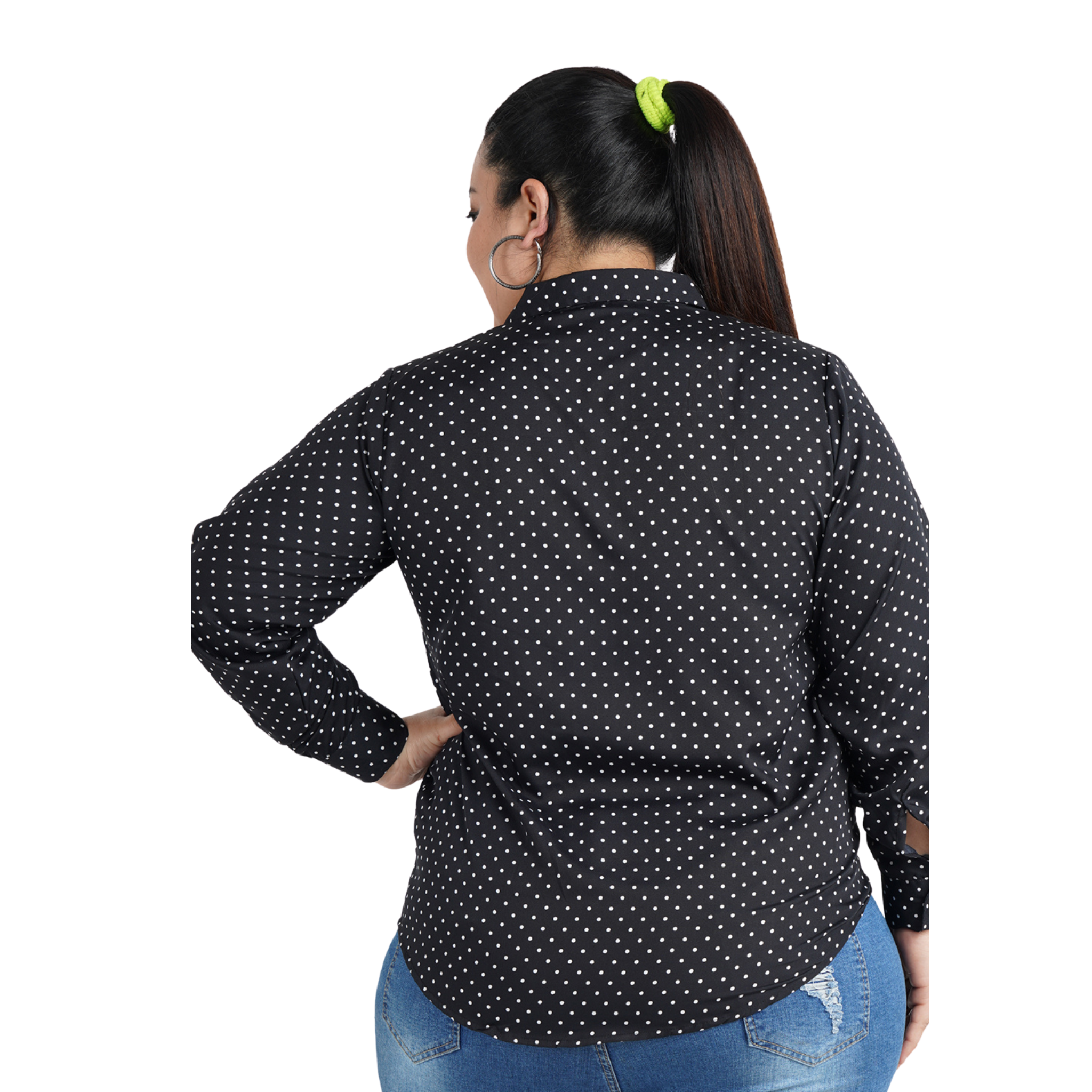 Black Polka Dot Plus Size Shirt