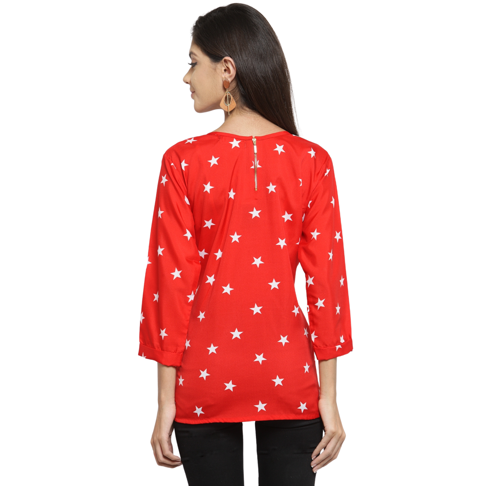 Red Star Print Top