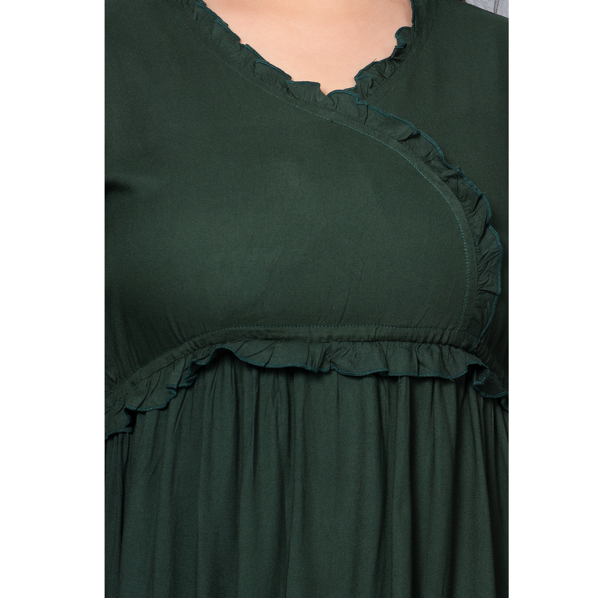 Dark Green Solid Tier Plus Size Dress