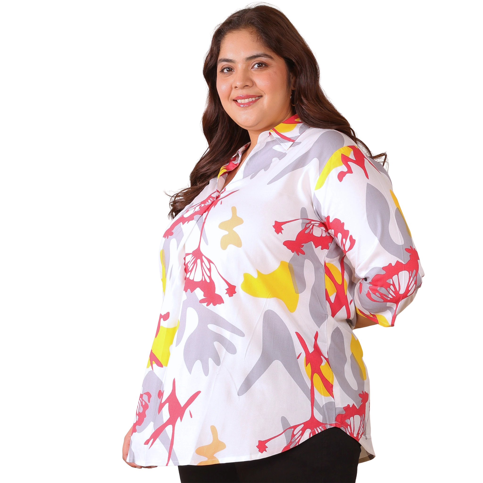 White Centrepleat Print Tunic