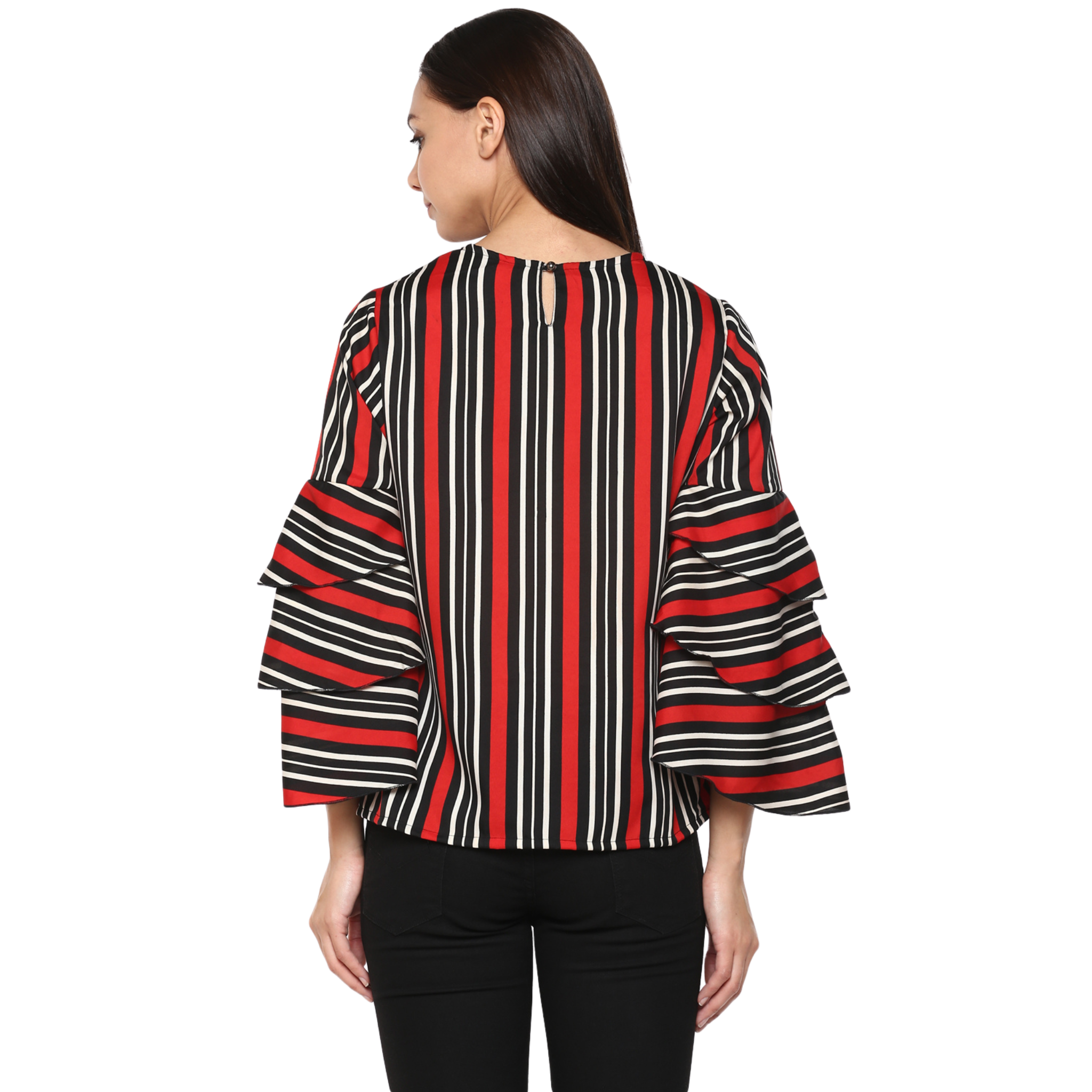 Red Black Stripe Top