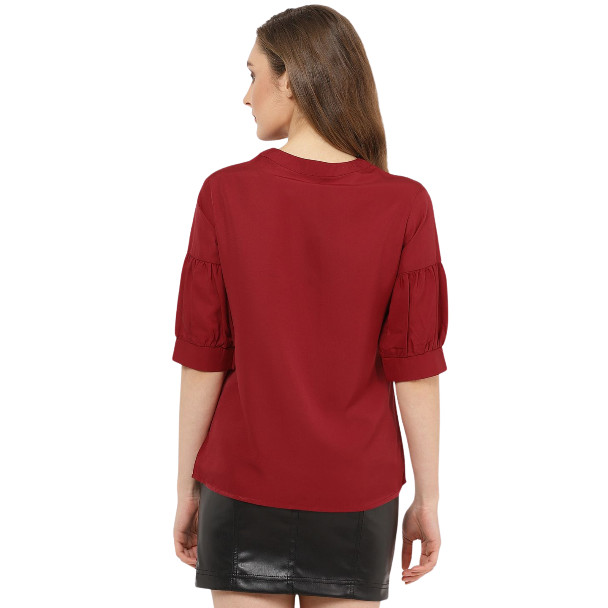 Maroon Ruffle Solid Top