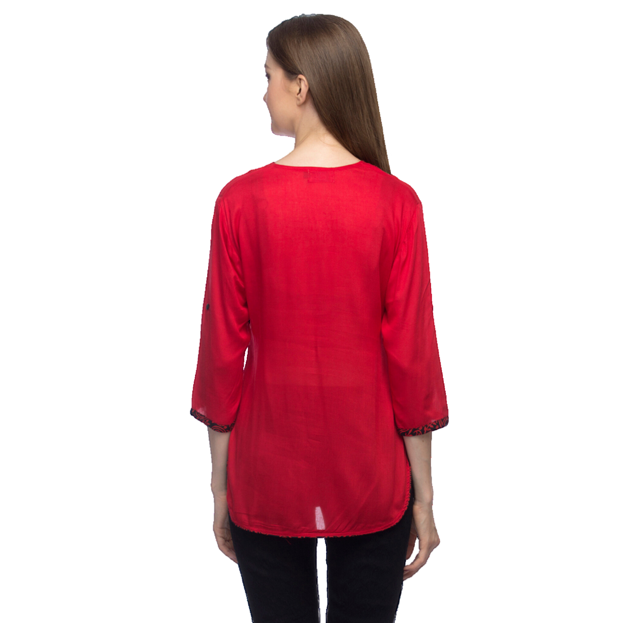 Red Solid Asymmetrical Top