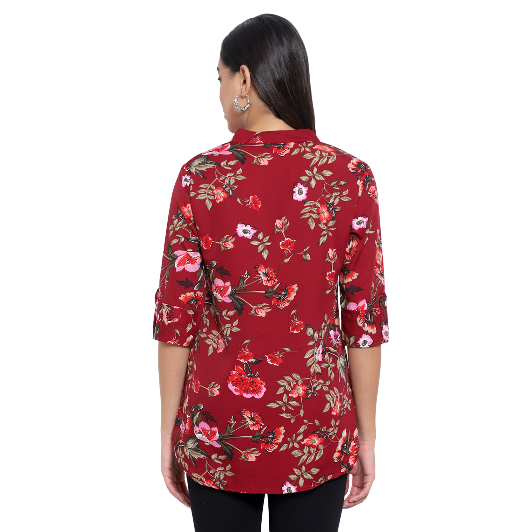 Maroon Floral Print Tunic