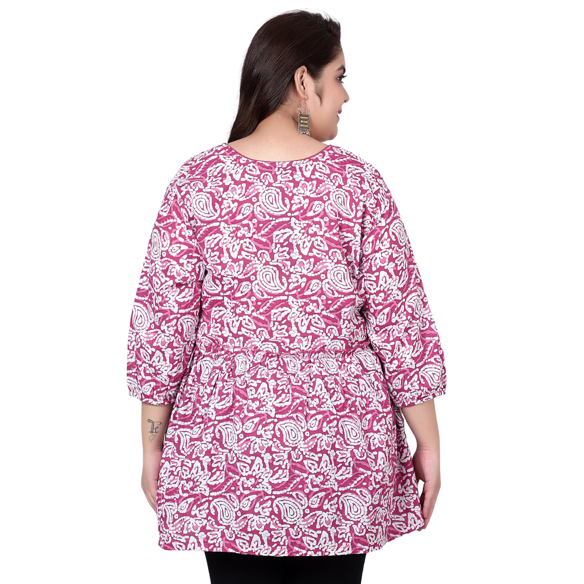 Pink Hand Block Print Plus Size Tunic