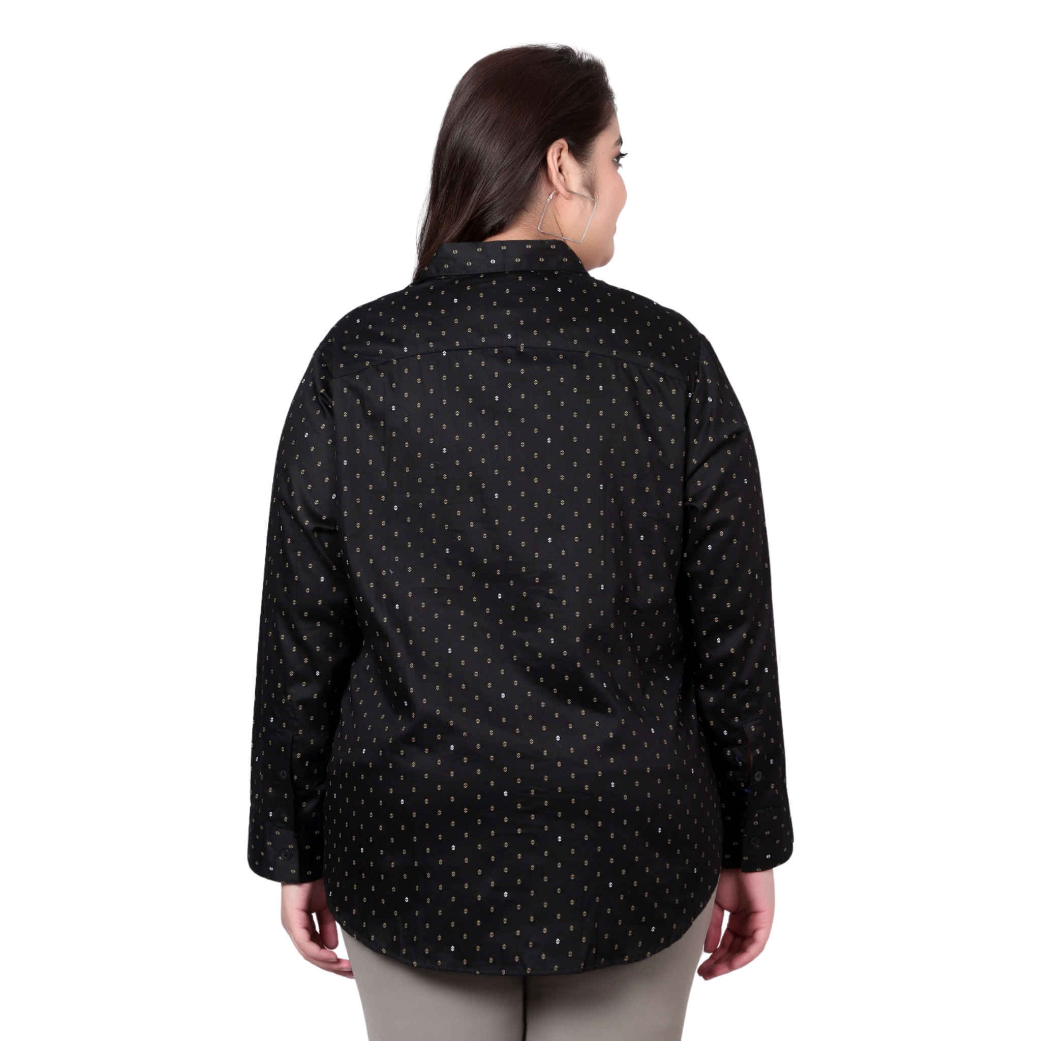 Black Print Formal Plus Size Shirt