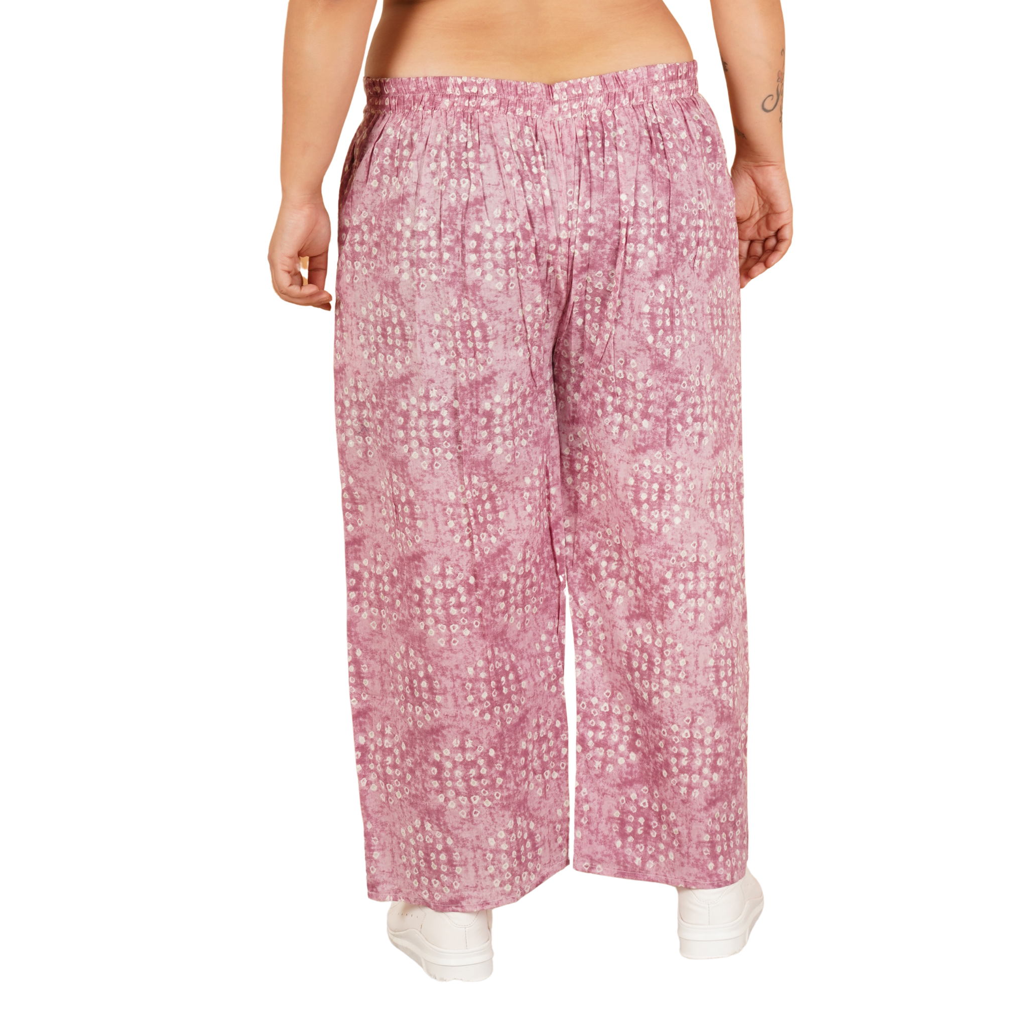 Pink Geometric Print Plus Size Trouser