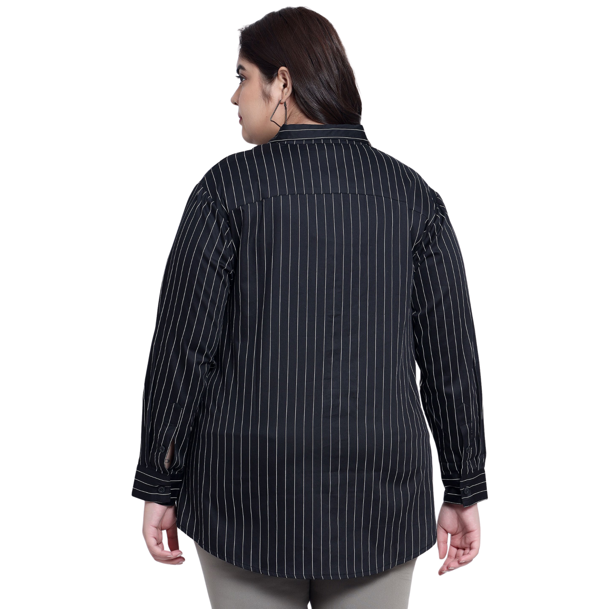 Black Stripe Formal Plus Size Shirt