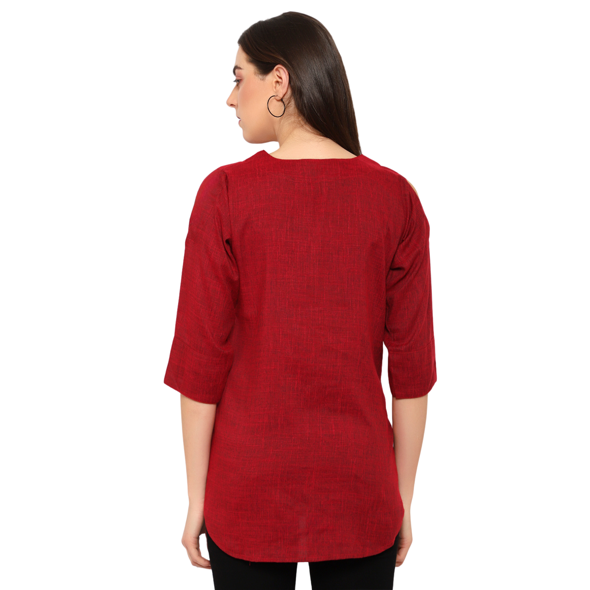 Maroon Cotton Linen Tunic