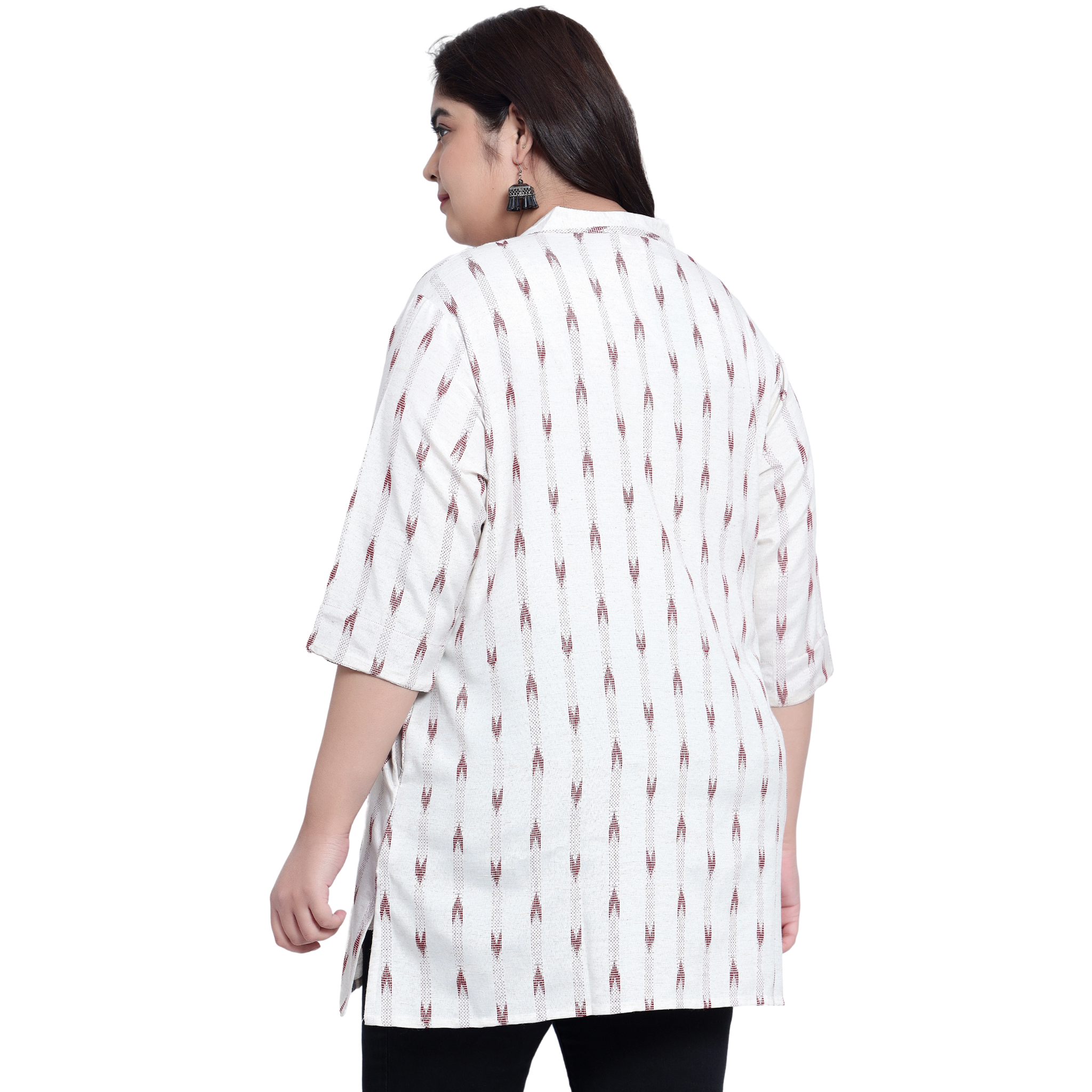 Red Ikat Cotton Plus Size Tunic