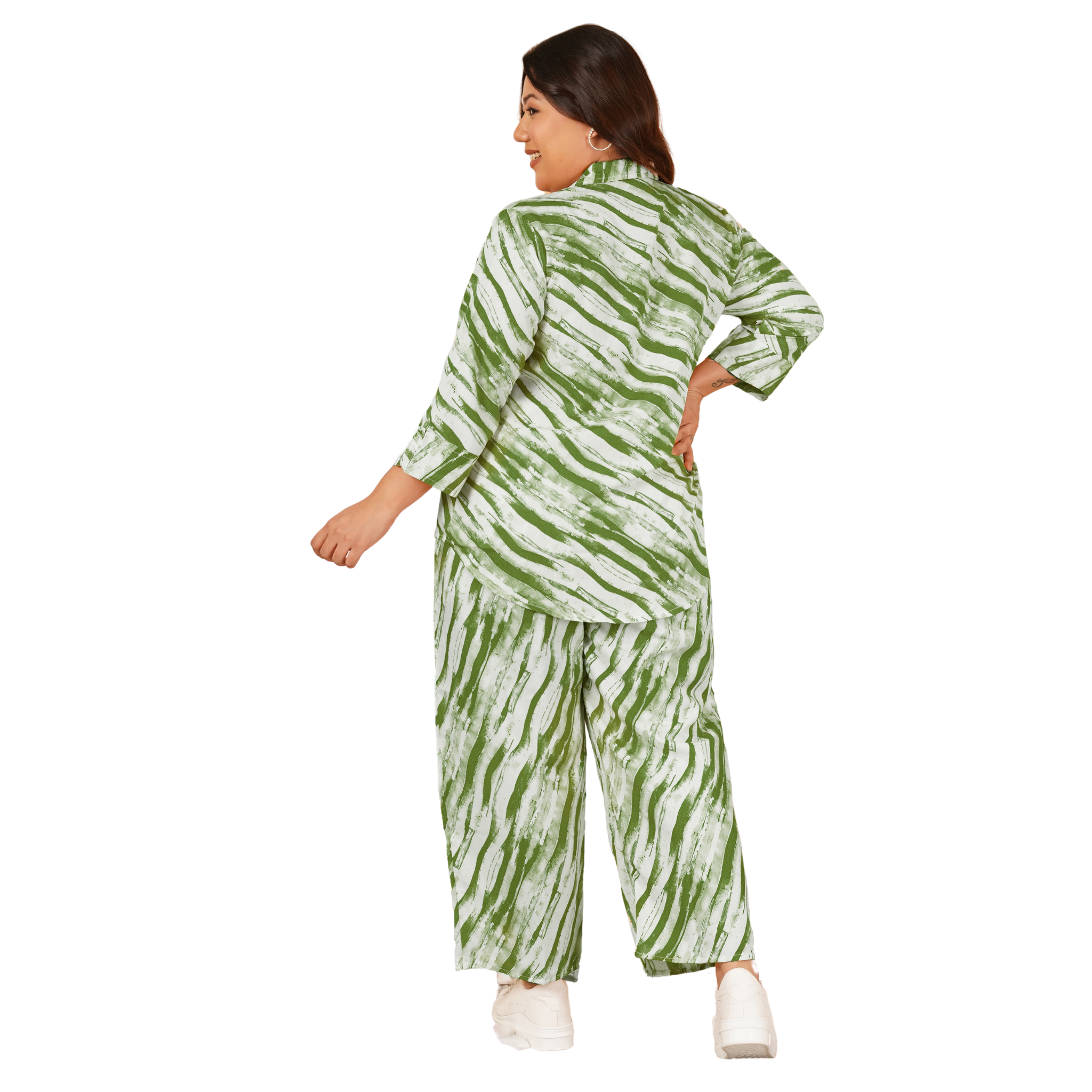 Green Leheriya Print Plus Size Co-Ord Set