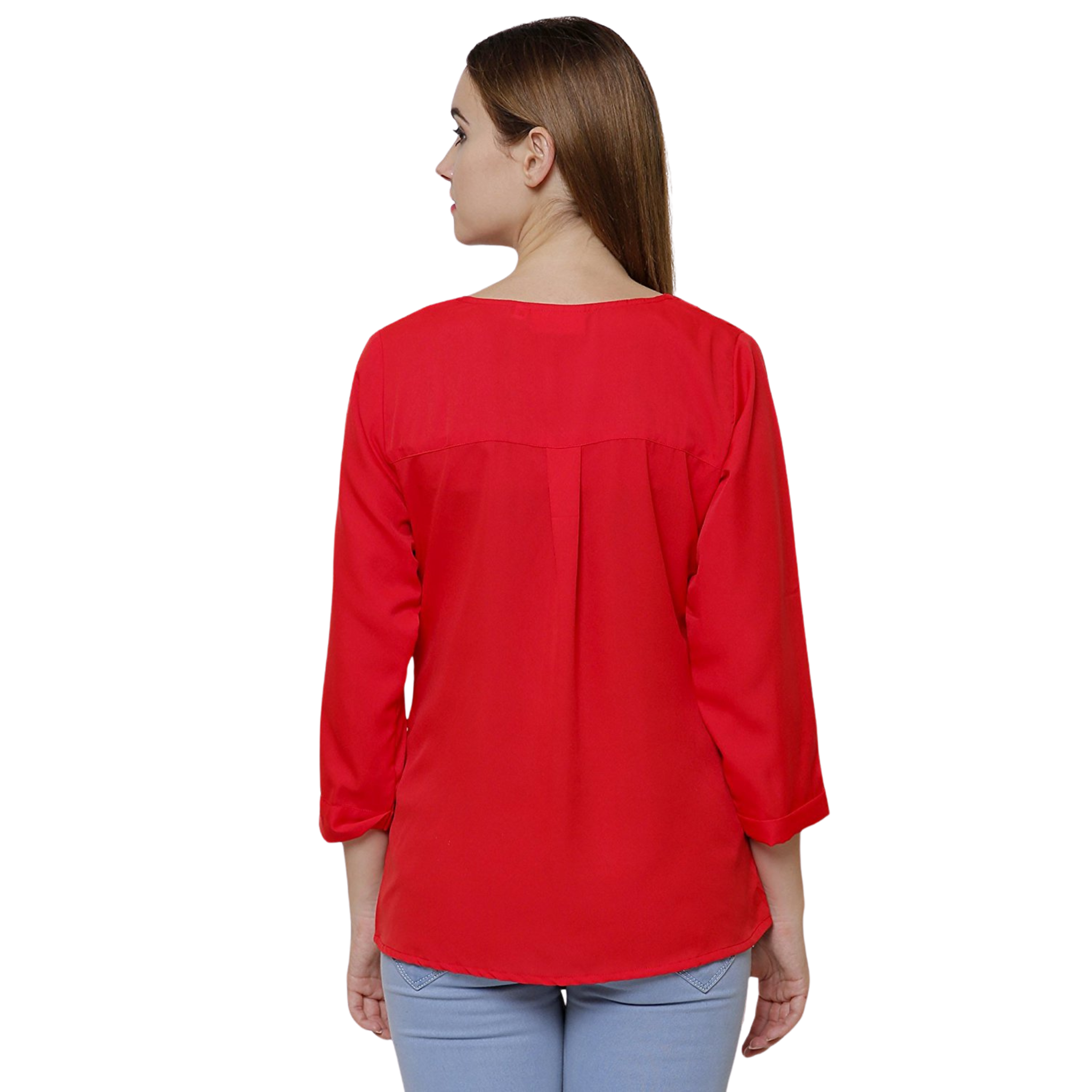 Red Front Zipper Top