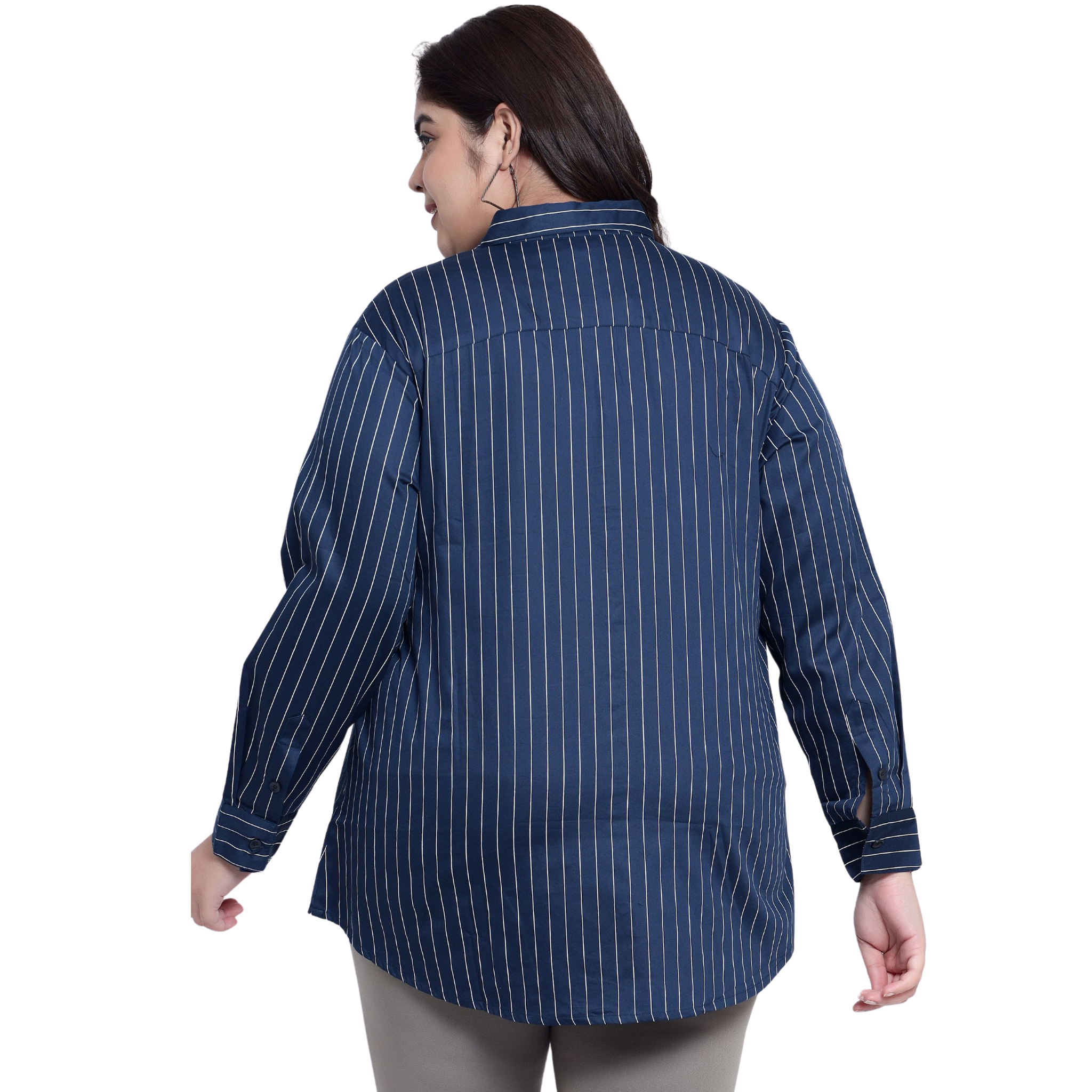 Blue Stripe Formal Plus Size Shirt