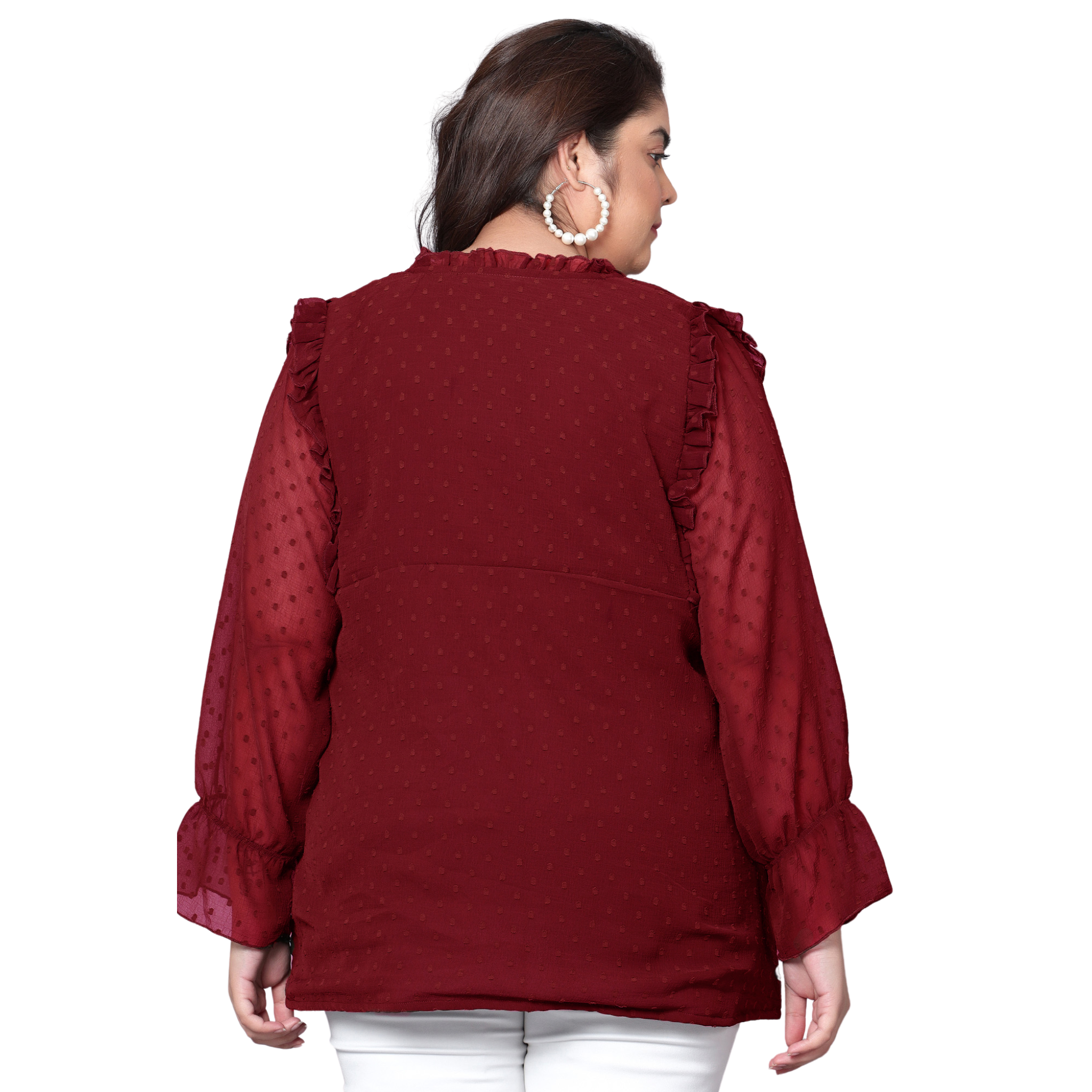 Red Georgette Plus Size Tunic