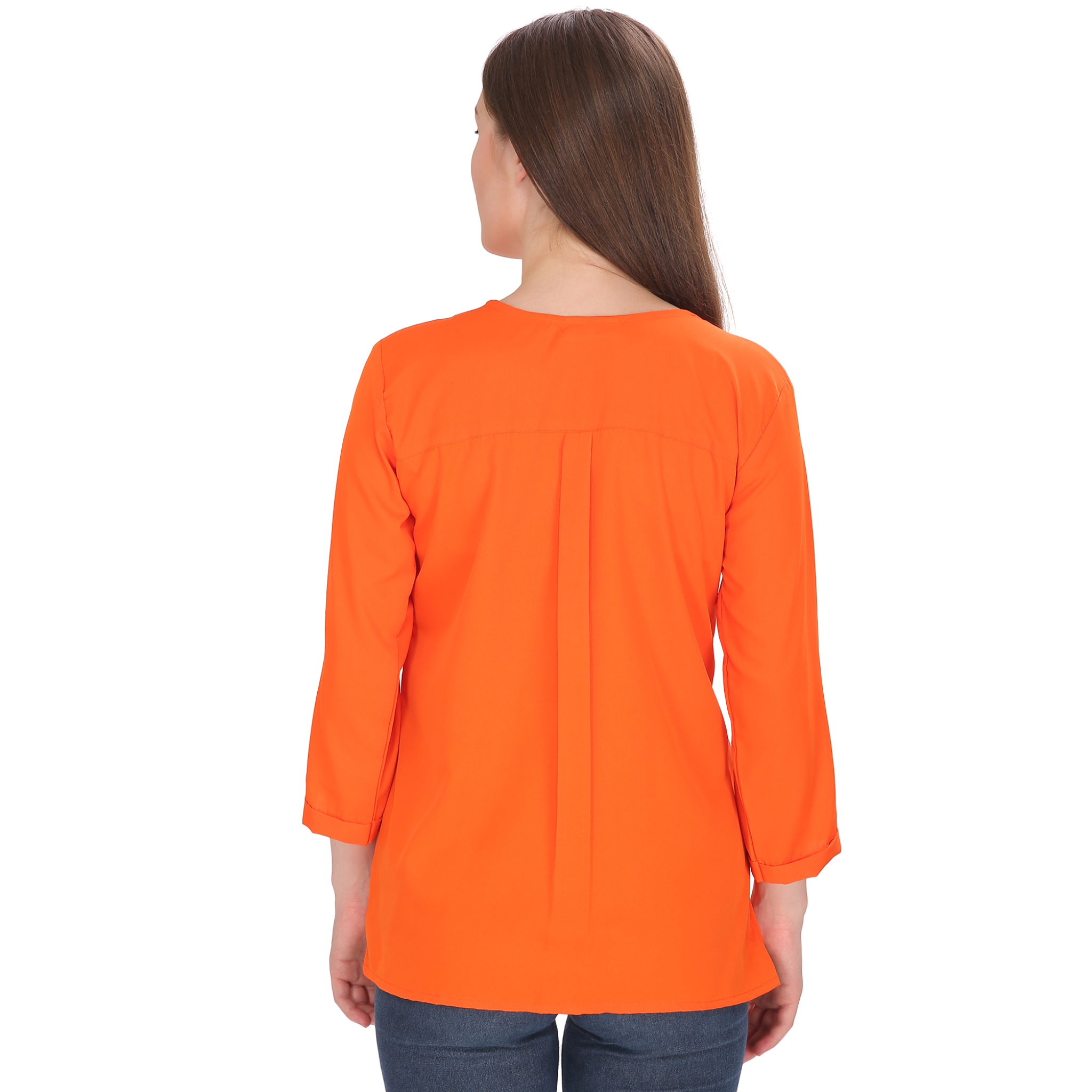 Orange Front Zipper Top