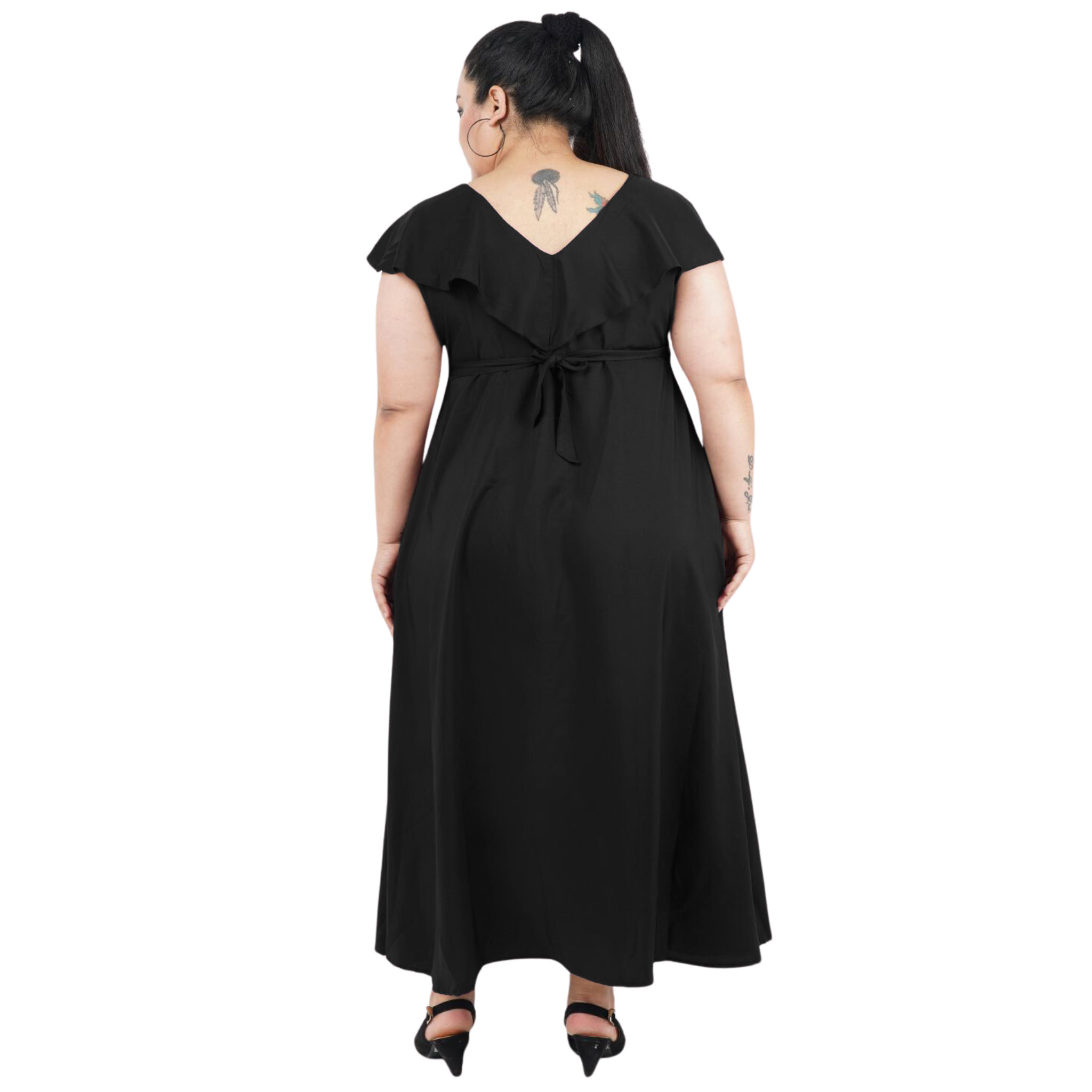 Black Solid Maxi Plus Size Dress