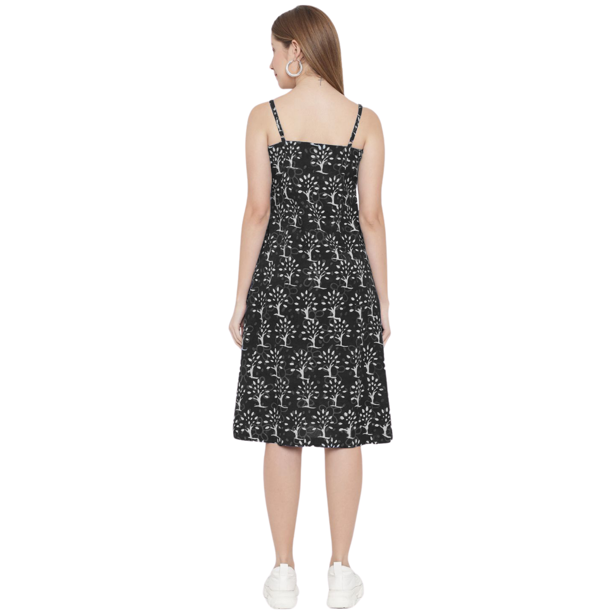 Black A-Line Hand Block Dress