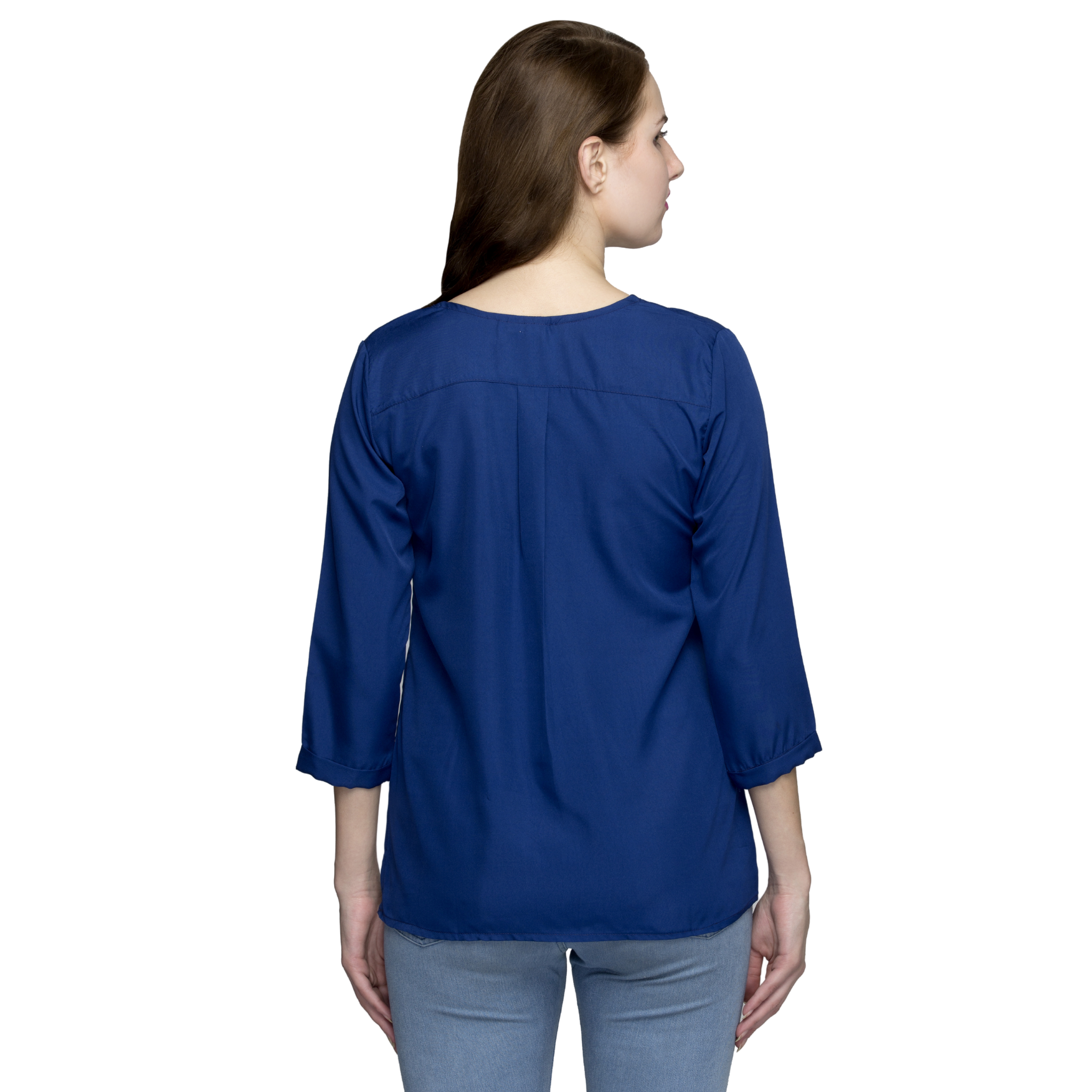 Blue Front Zipper Top