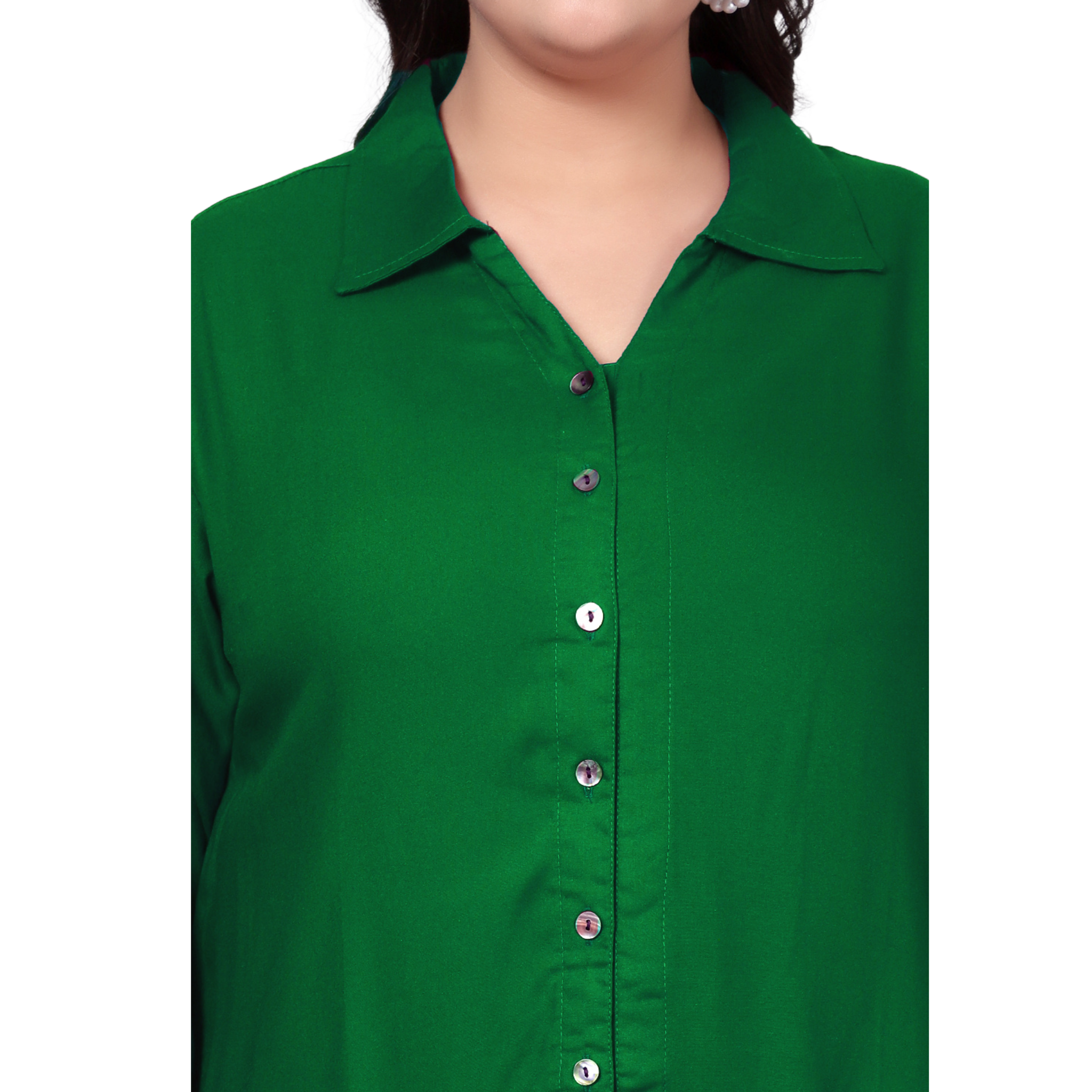 Green Longline Plus Size Shirt