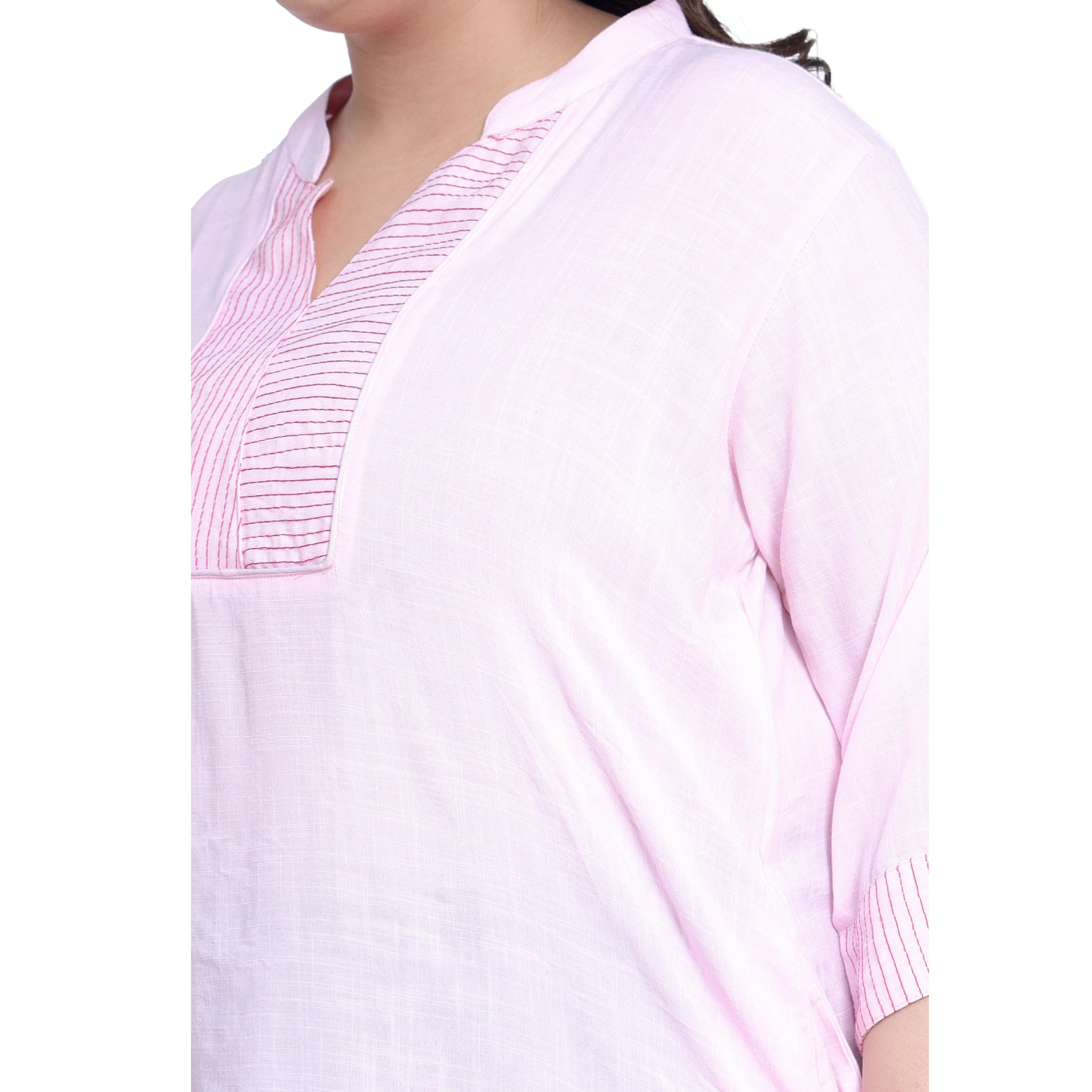 Pink Embroidered Plus Size Tunic