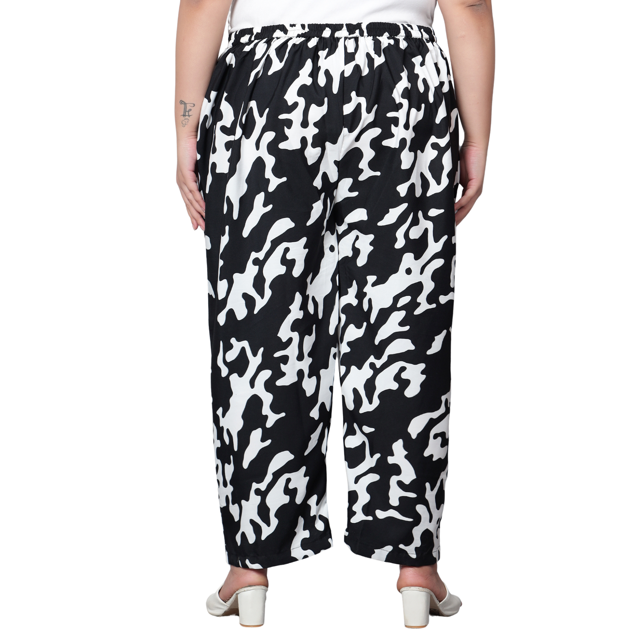 Black and White Abstract Plus Size Trousers