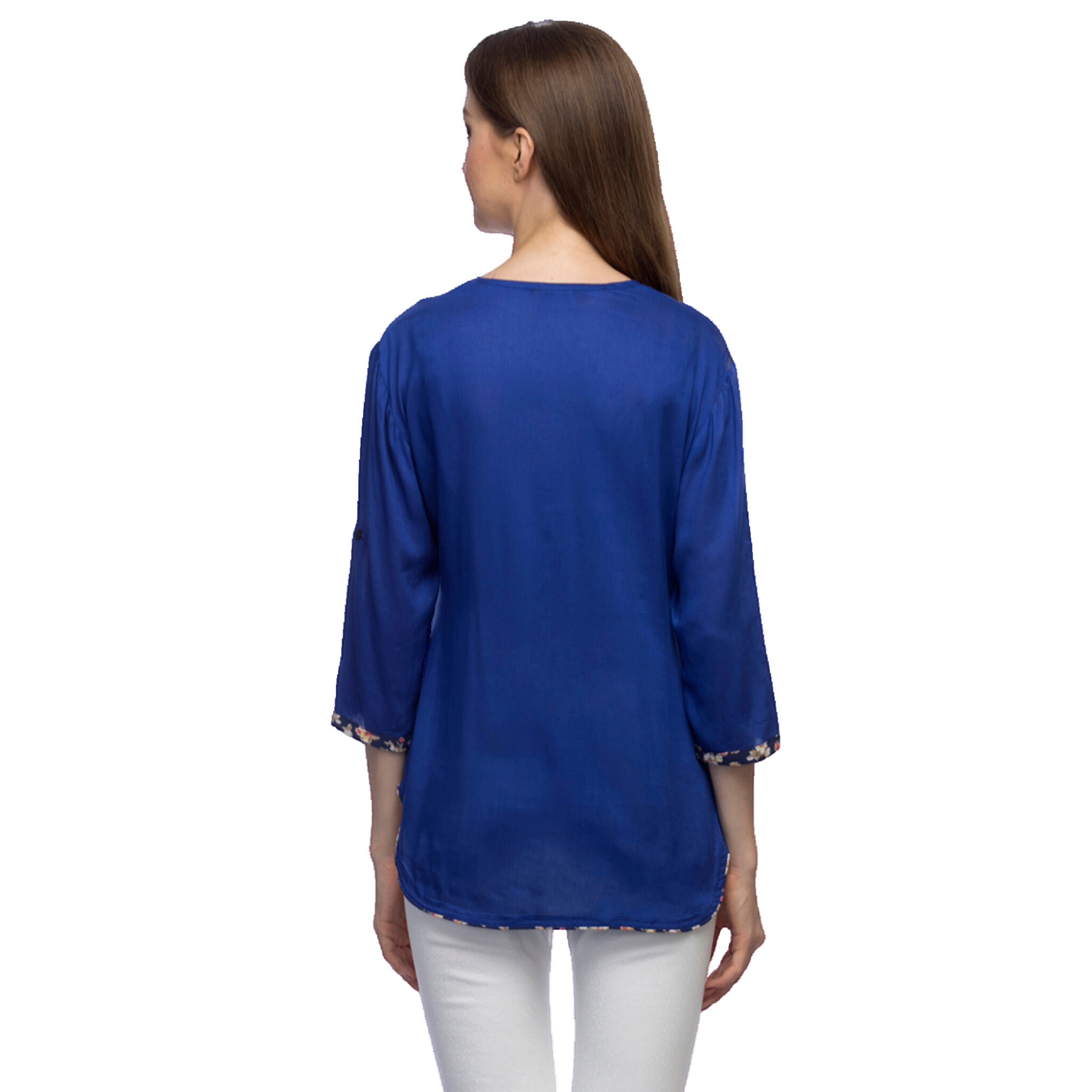 Blue Solid Asymmetrical Top