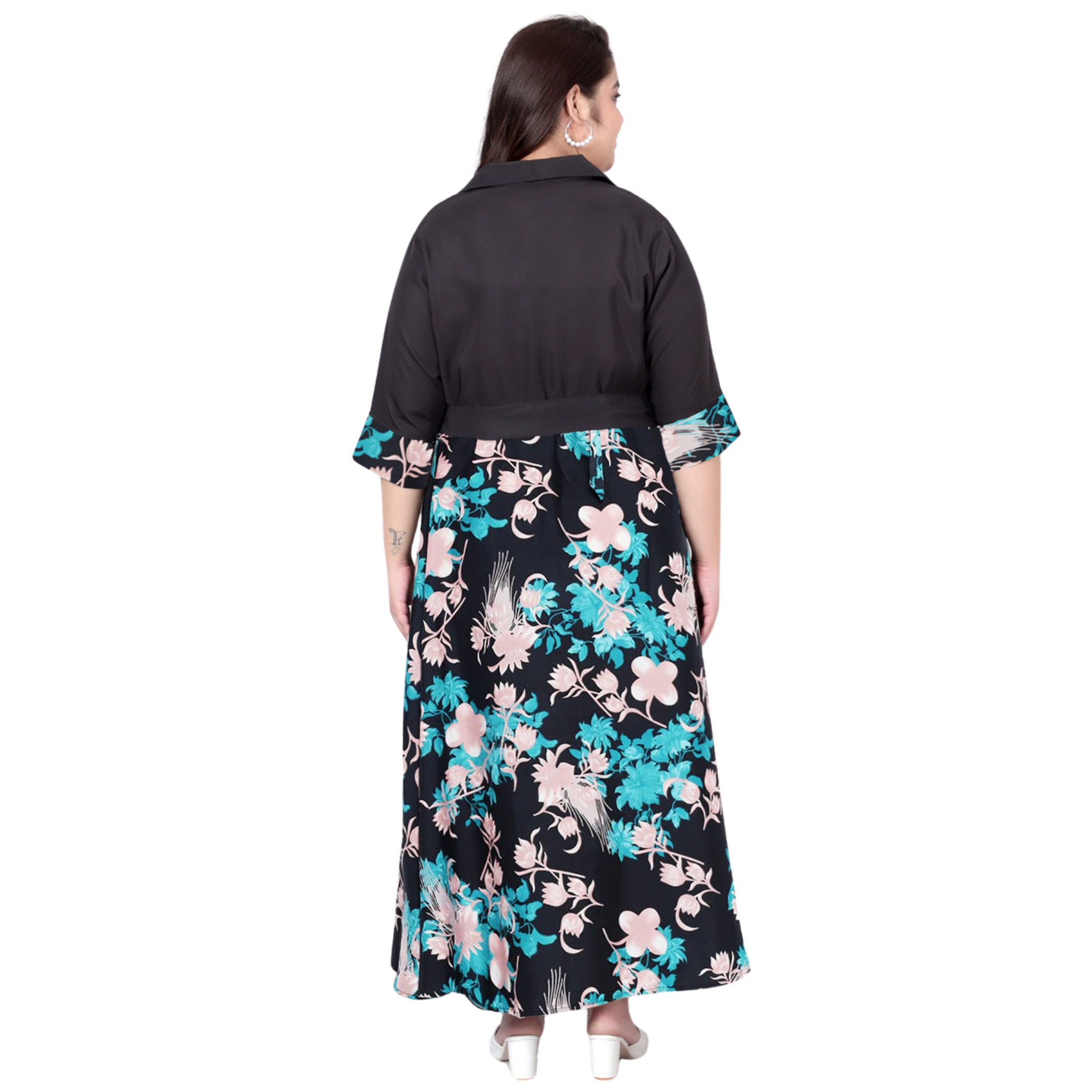 Black Floral Plus Size Maxi Dress