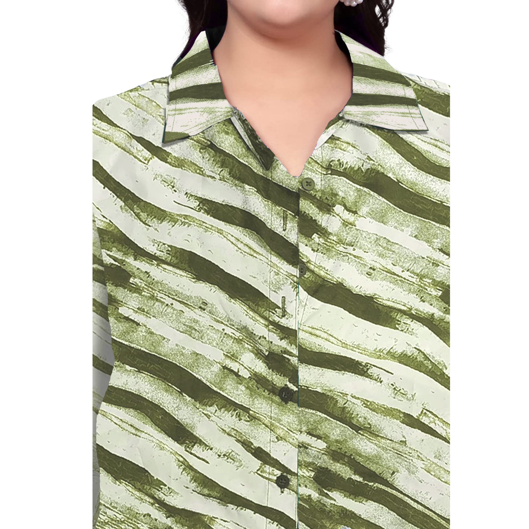 Green Leheriya Print Plus Size Shirt