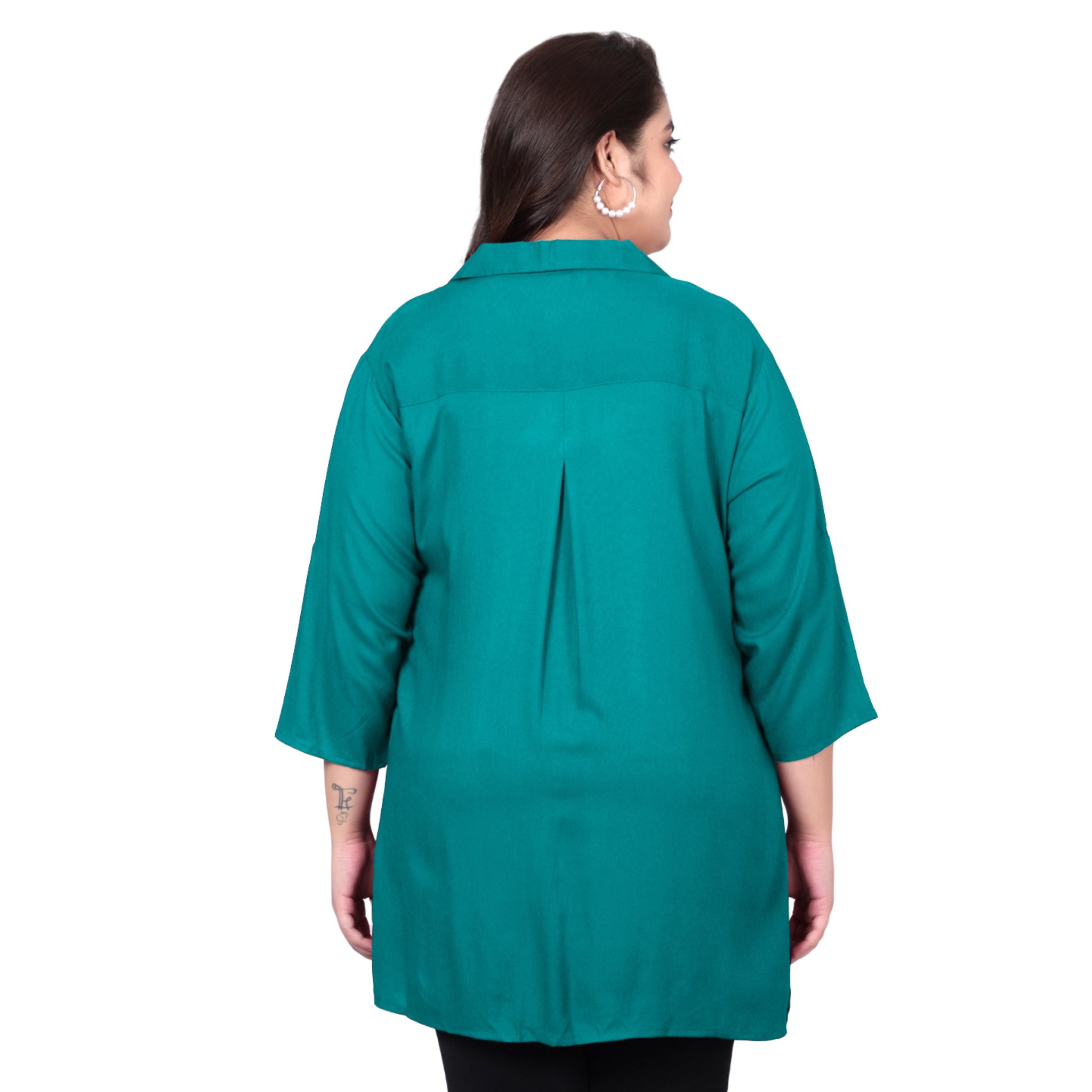 Turquoise Longline Plus Size Shirt