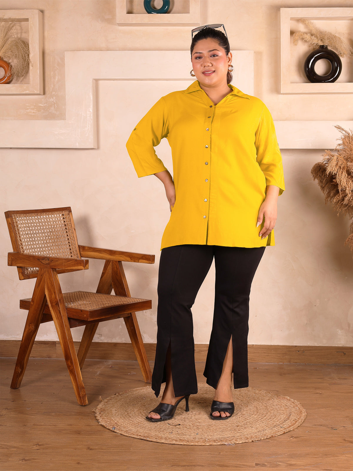 Yellow Longline Plus Size Shirt