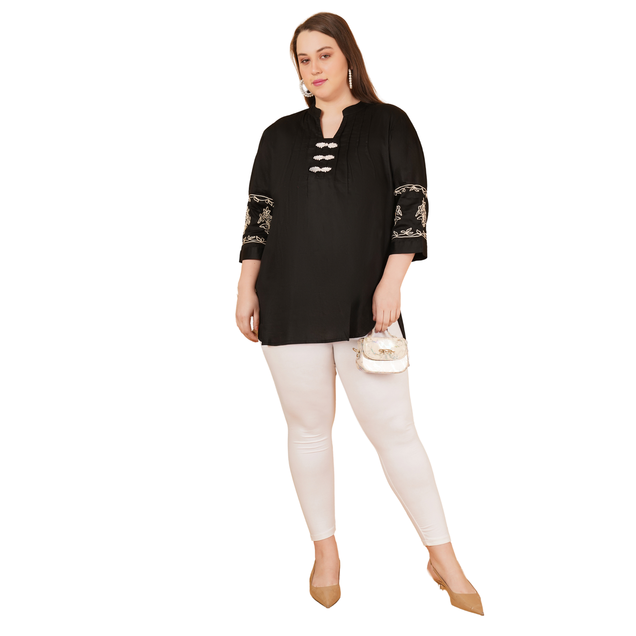 Black Cotton Embroidered Tunic