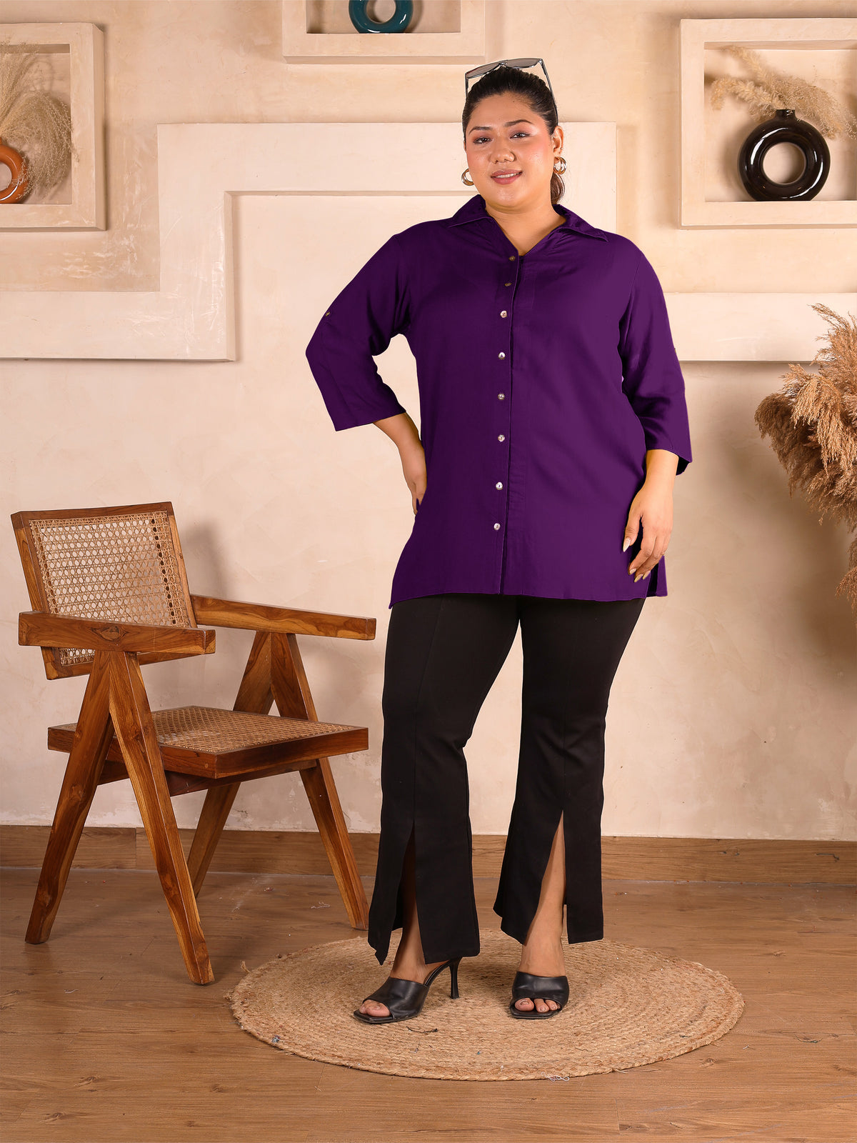 Purple Longline Plus Size Shirt