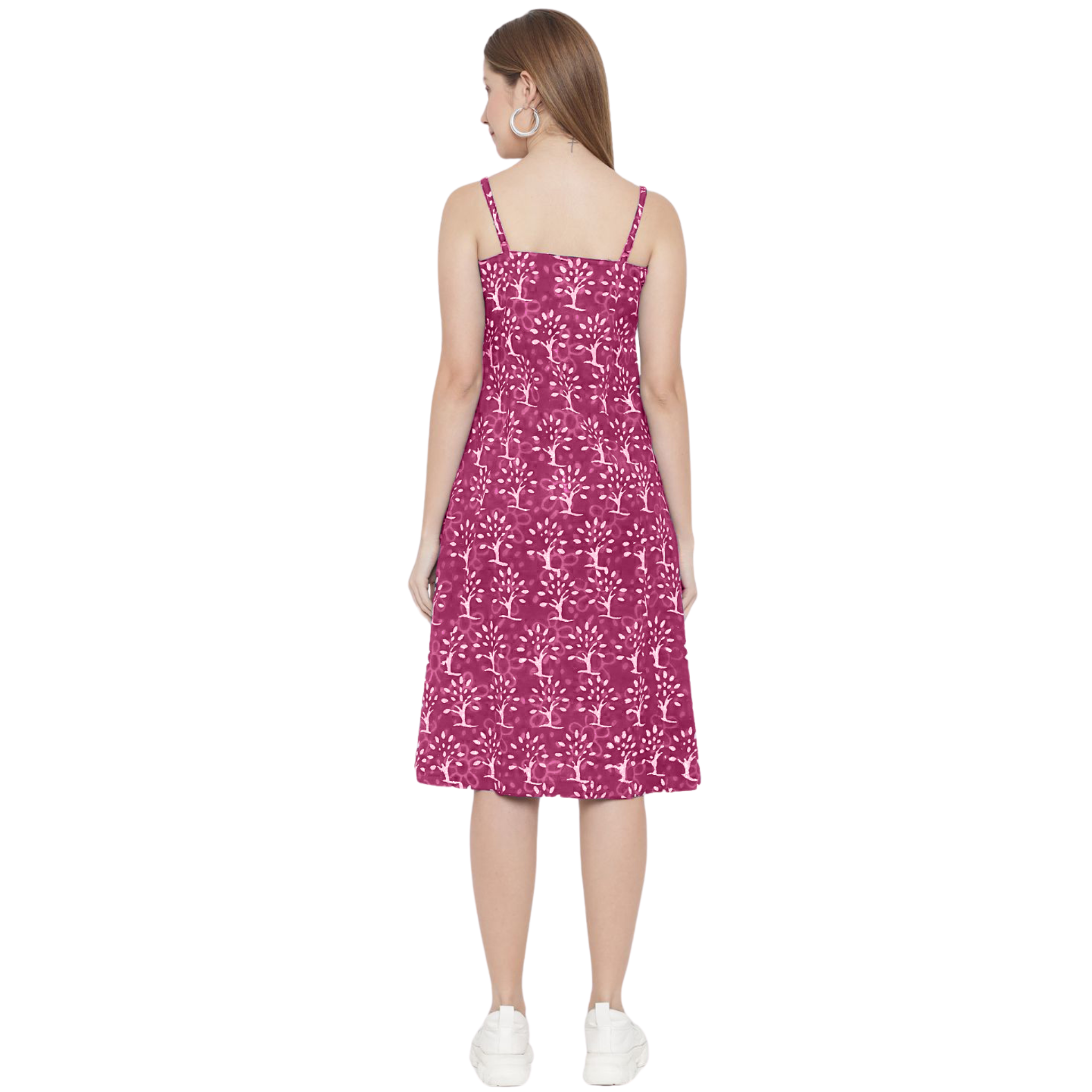 Pink A-Line Hand Block Dress