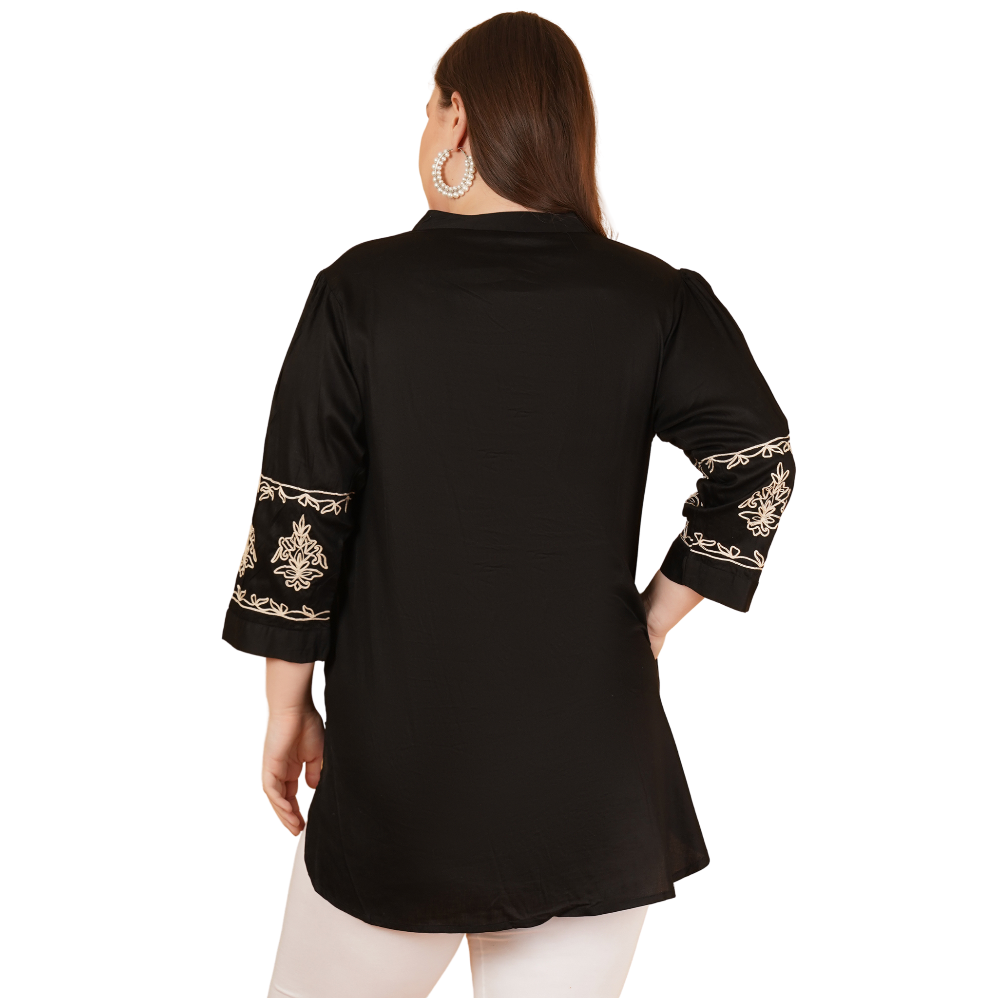 Black Cotton Embroidered Tunic