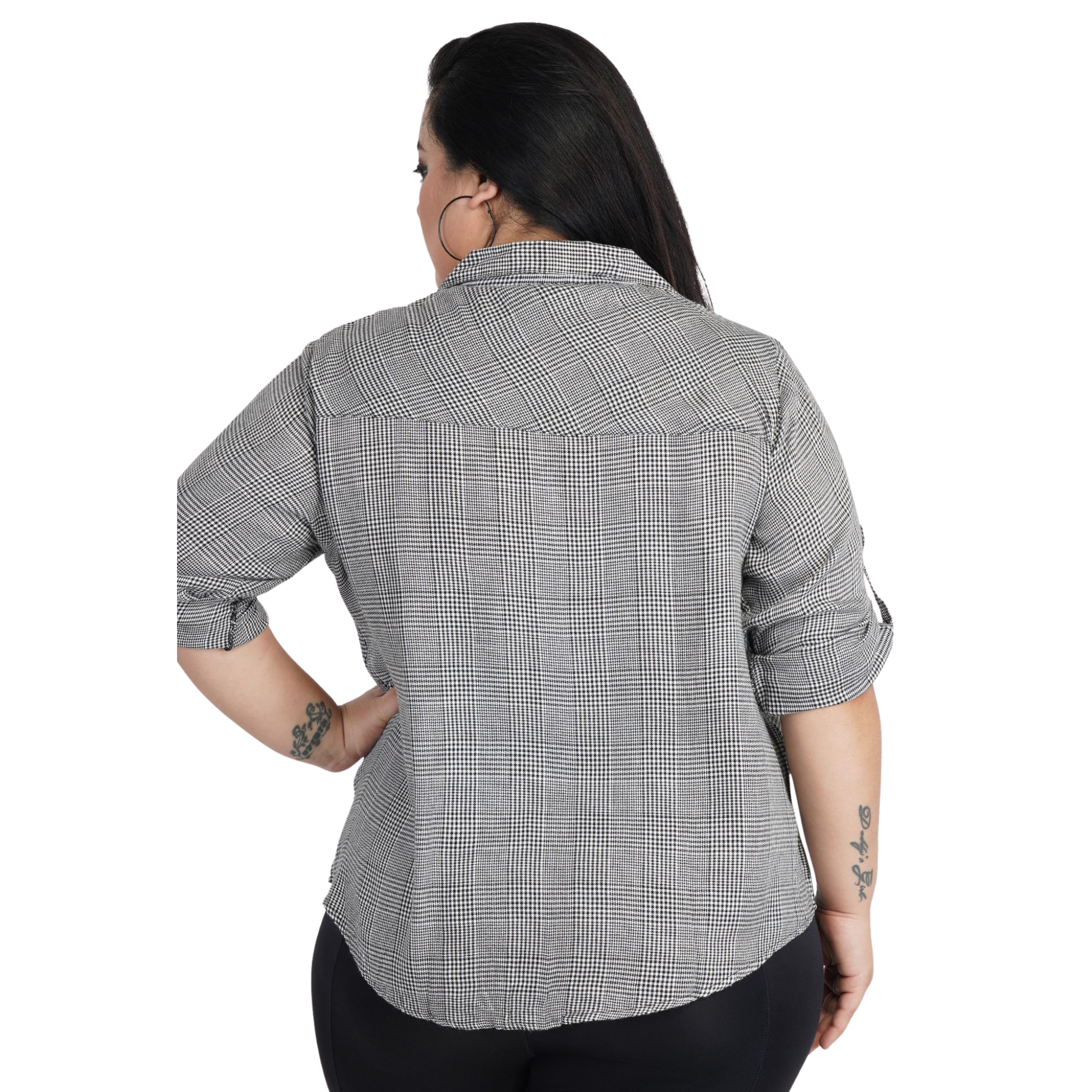 Black And White Classic Checkered Plus Size Shirt