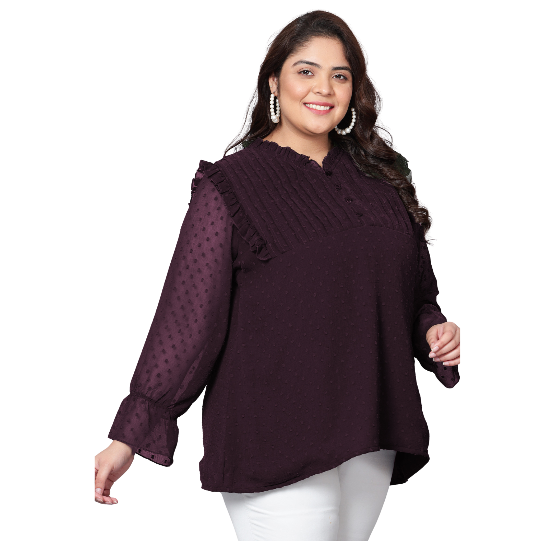 Purple Georgette Plus Size Tunic