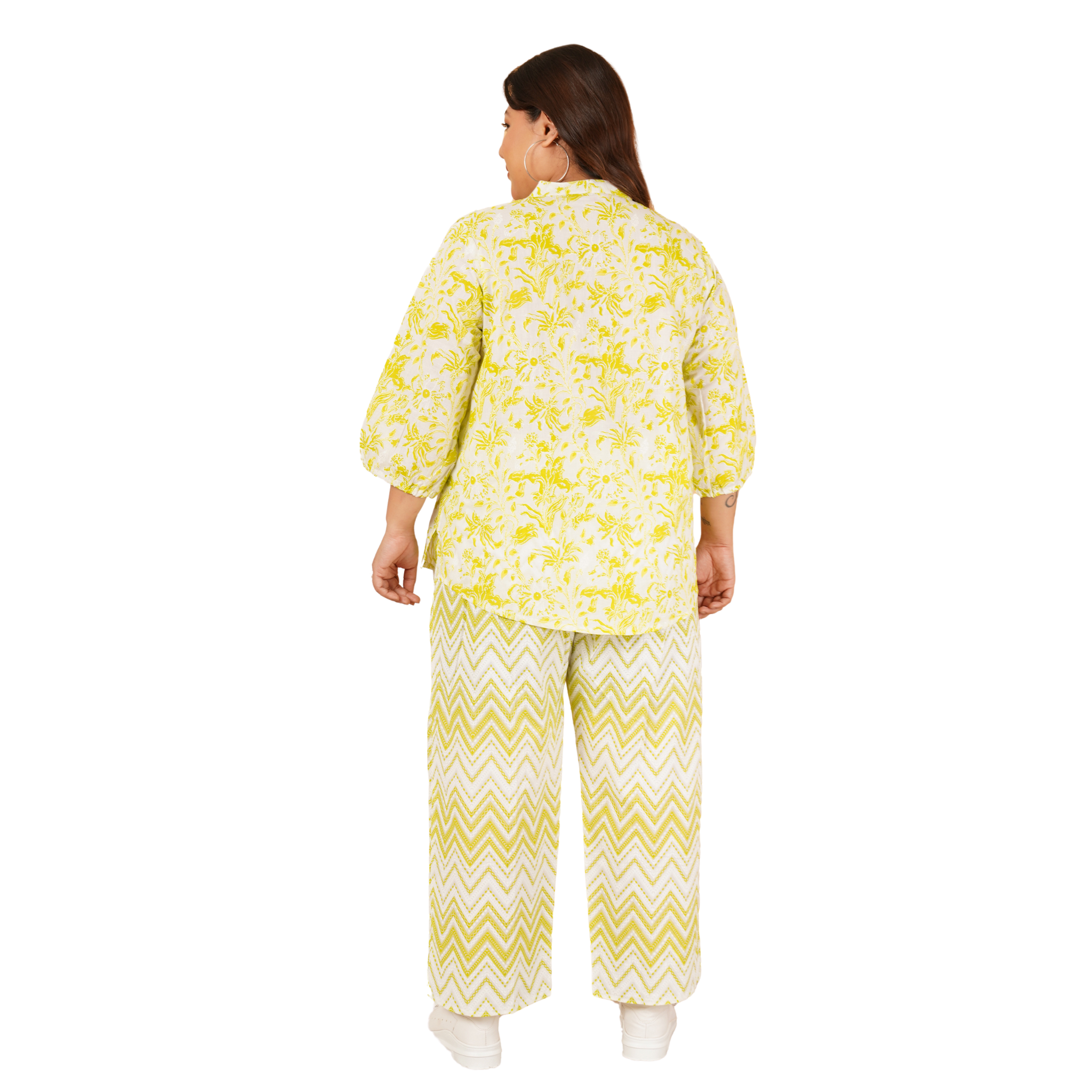 Yellow Print Plus Size Co-Ord Set