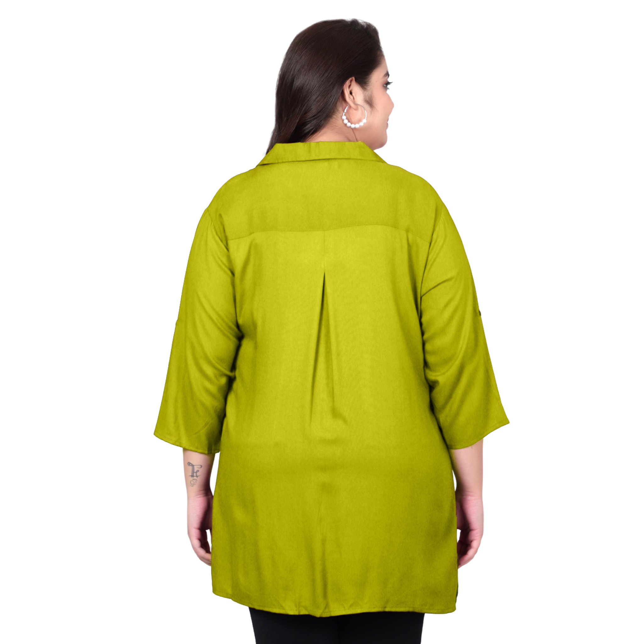 Light Green Longline Plus Size Shirt