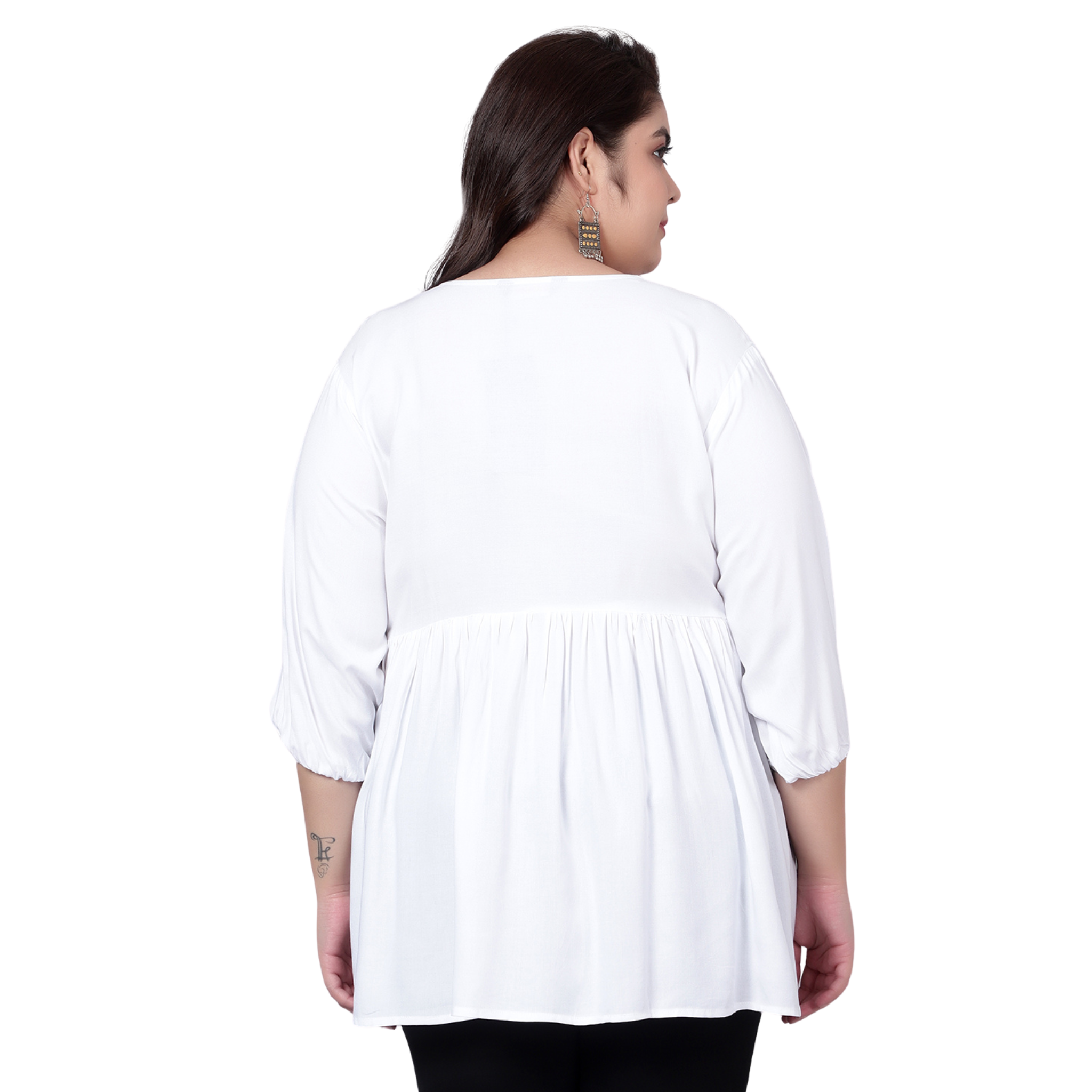 White Embroidered Plus Size Tunic