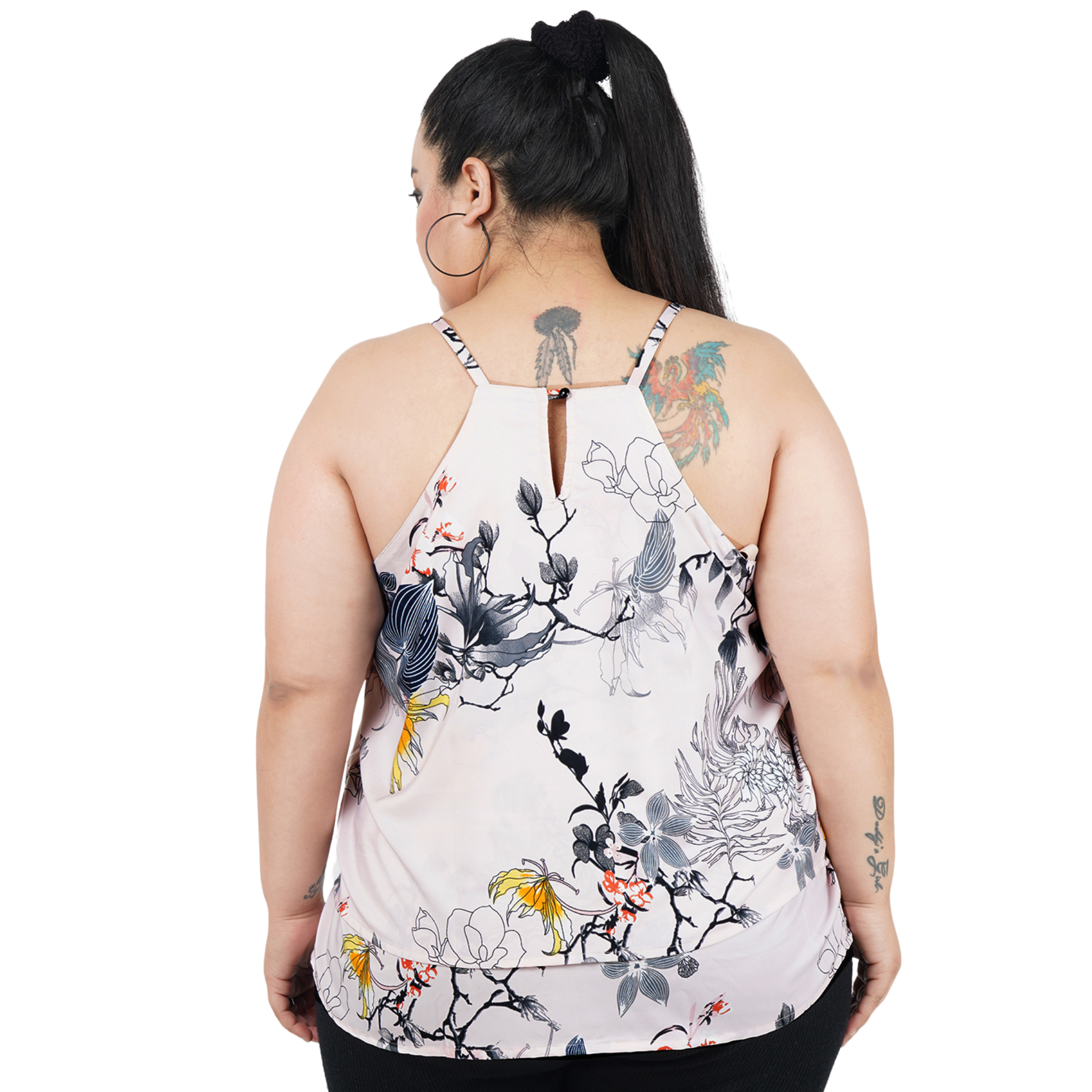 Pink Floral Strap Plus Size Top