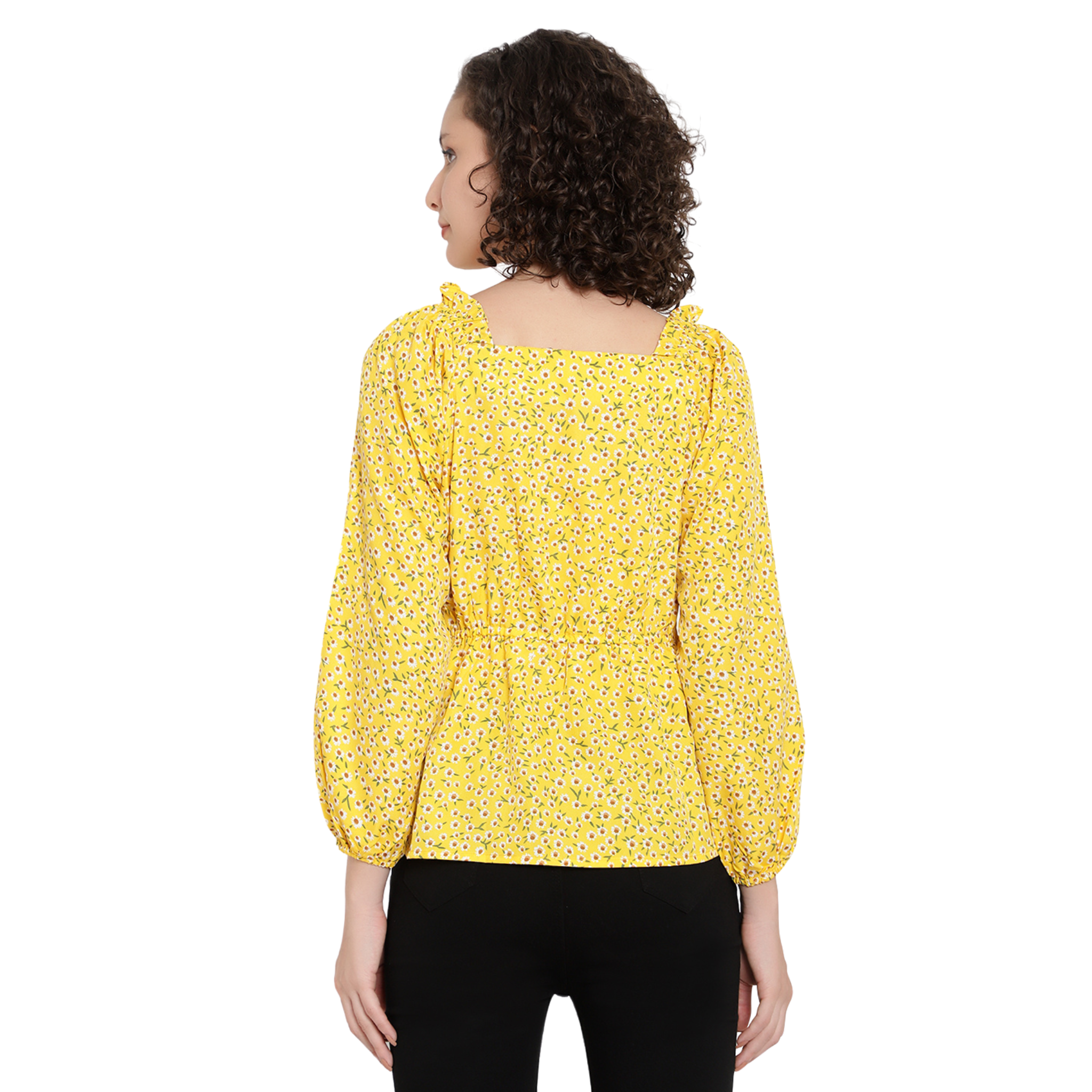 Yellow Floral Print Top