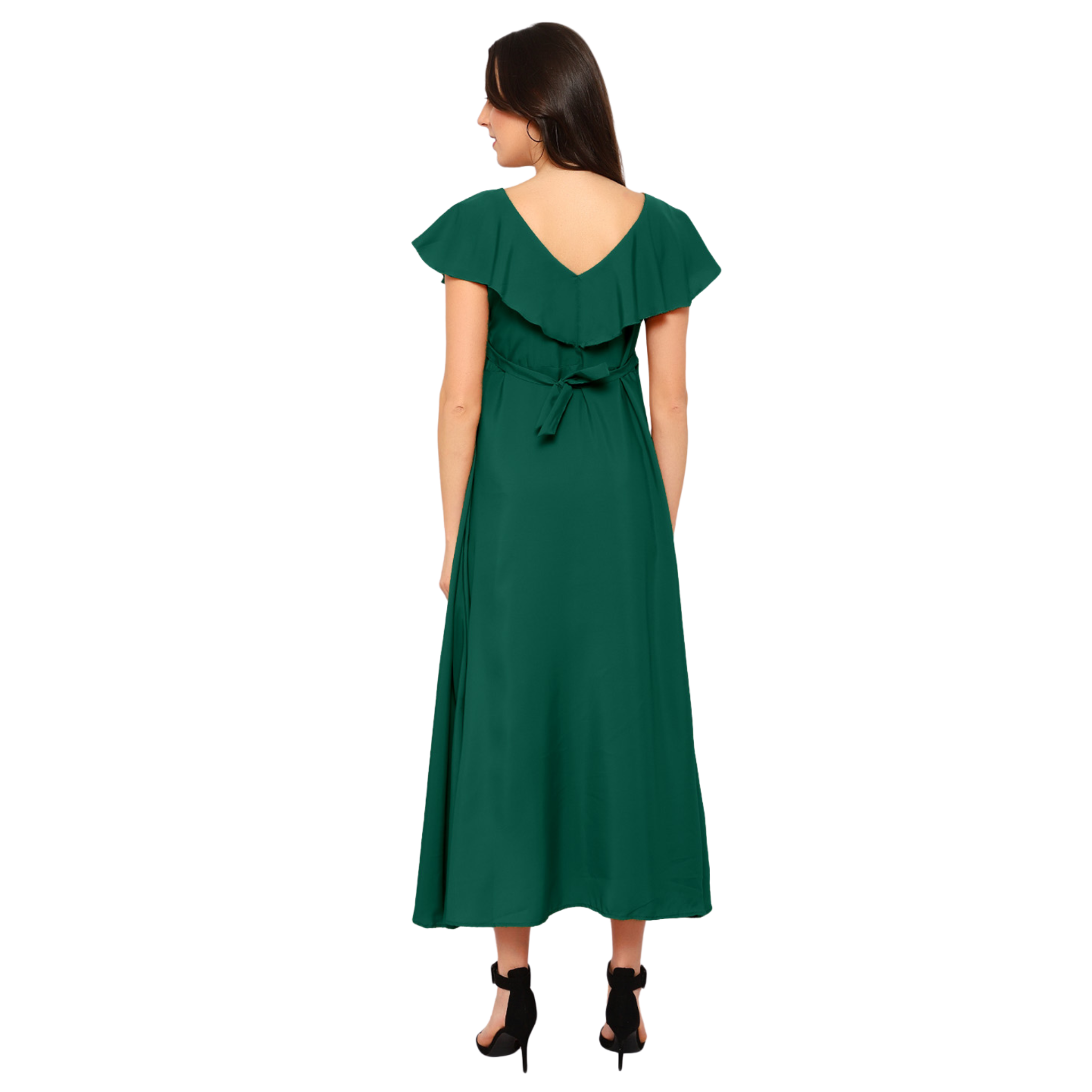 Green Solid Maxi Dress