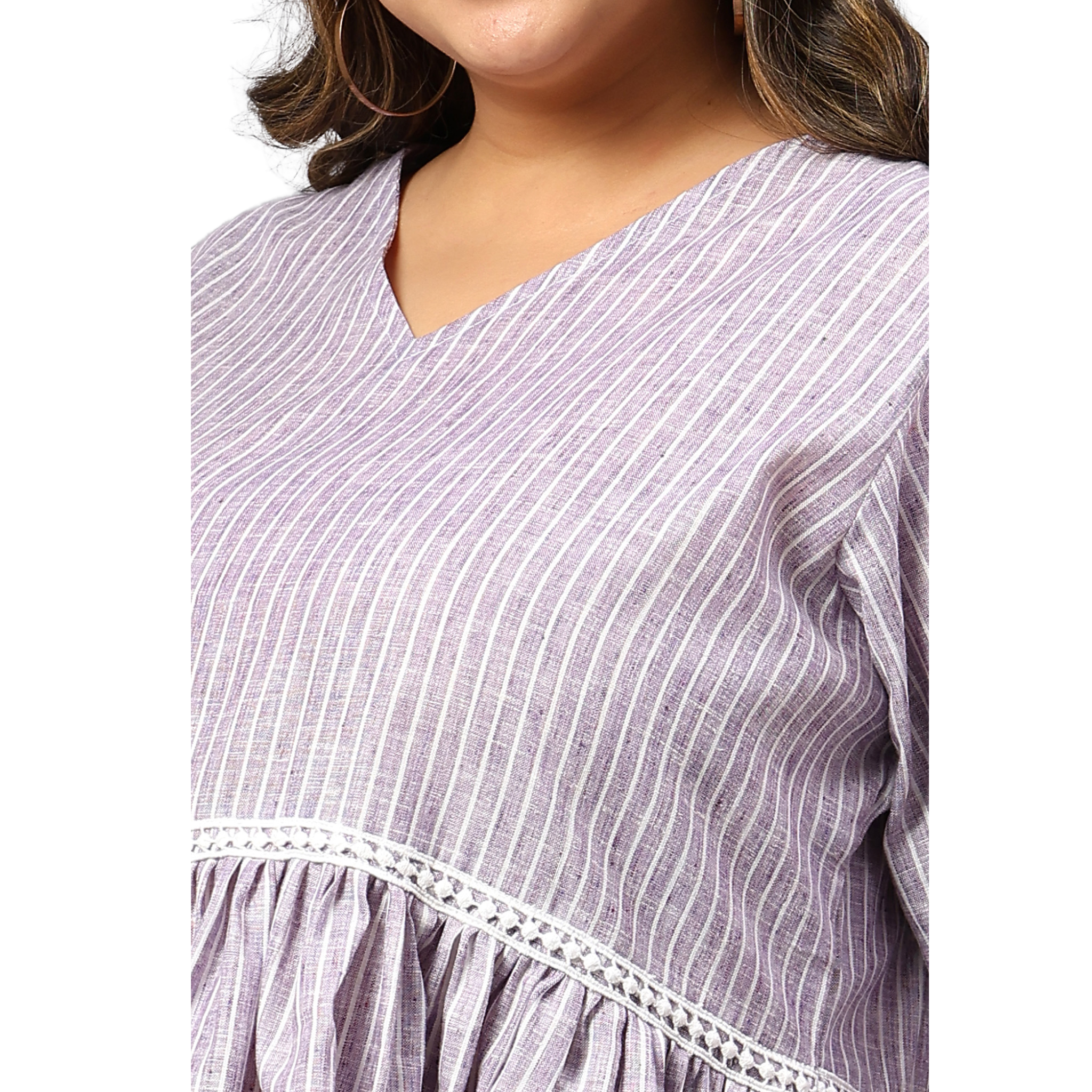 Lavender Embroidered Plus Size Tunic