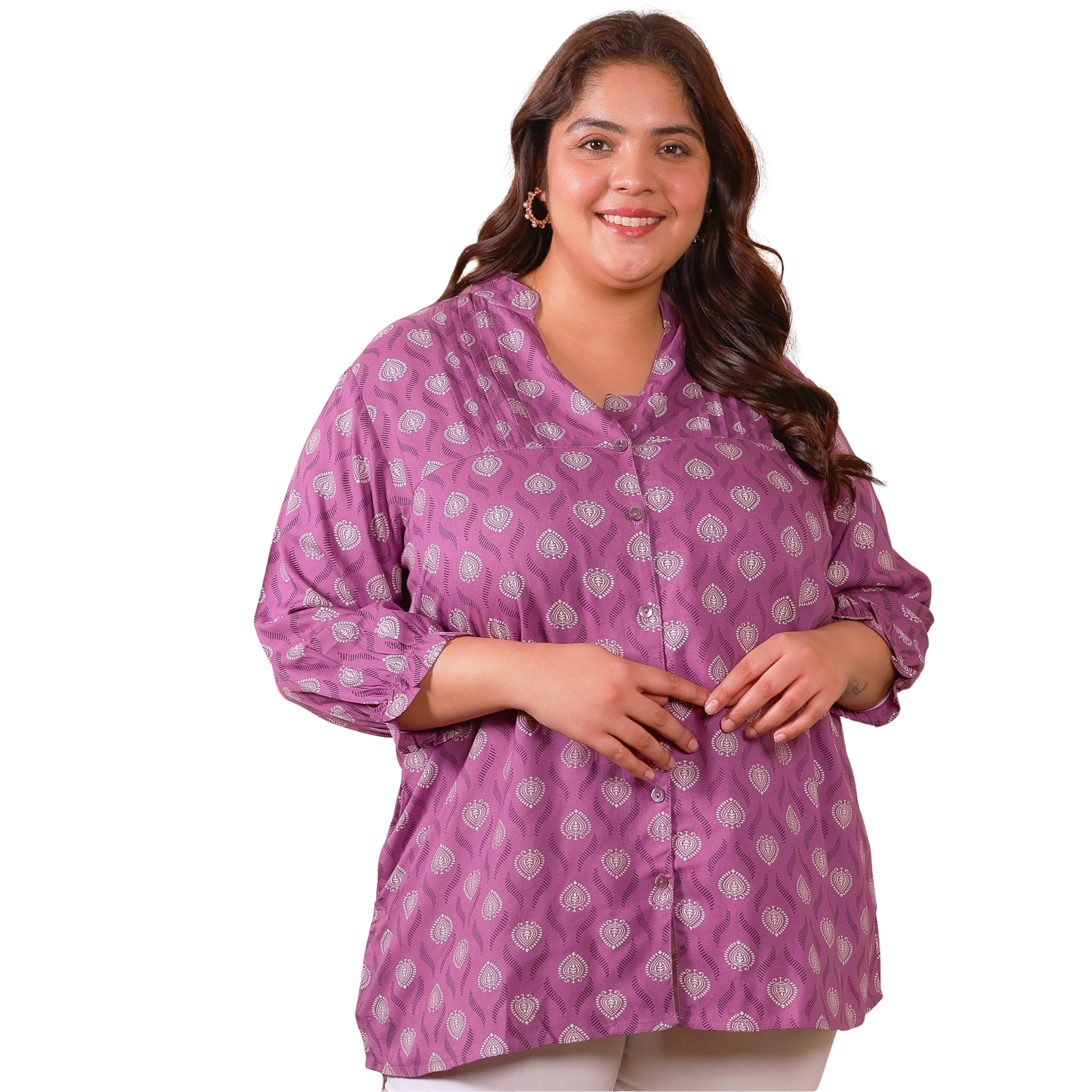 Purple Geometric Print Shirt