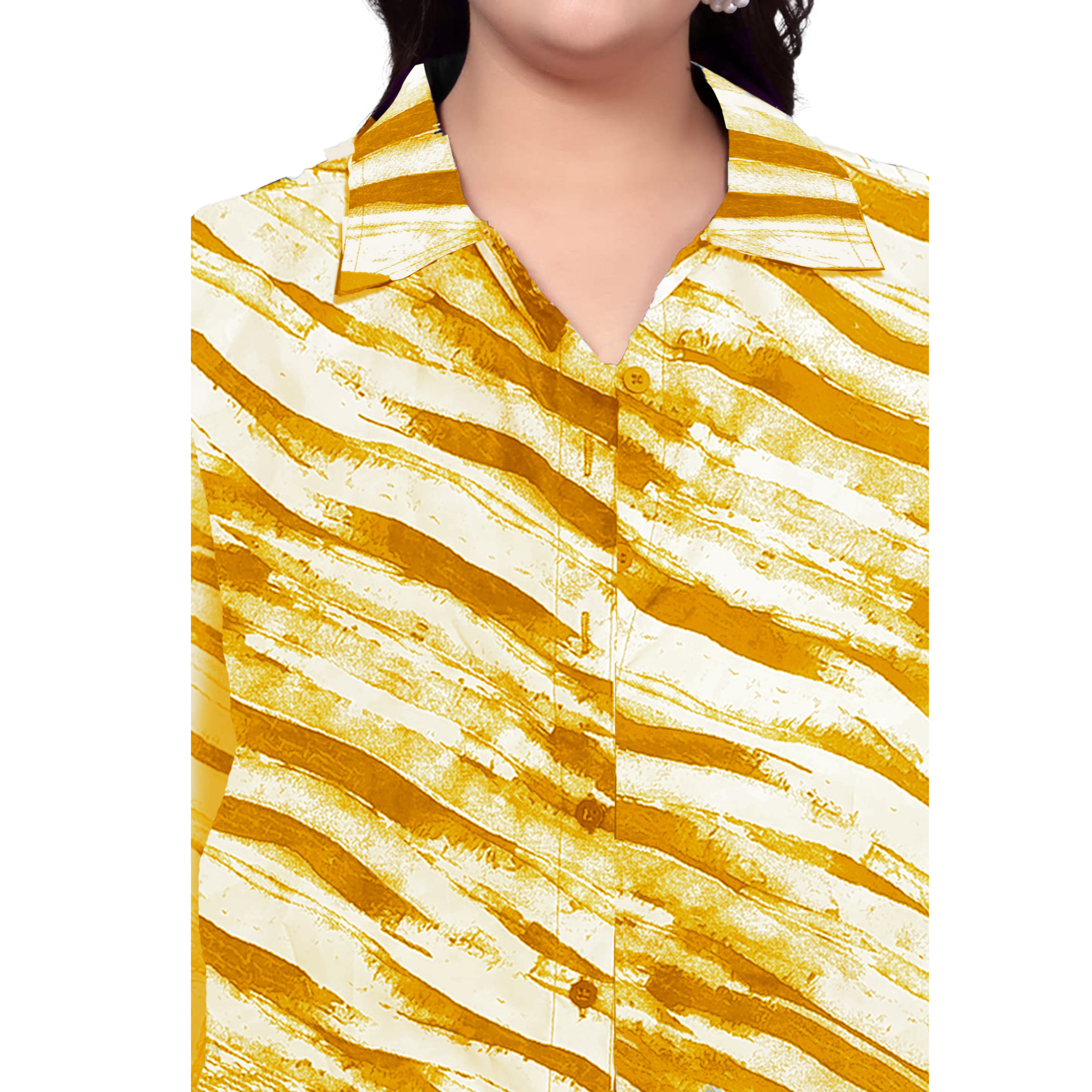 Yellow Leheriya Print Plus Size Shirt